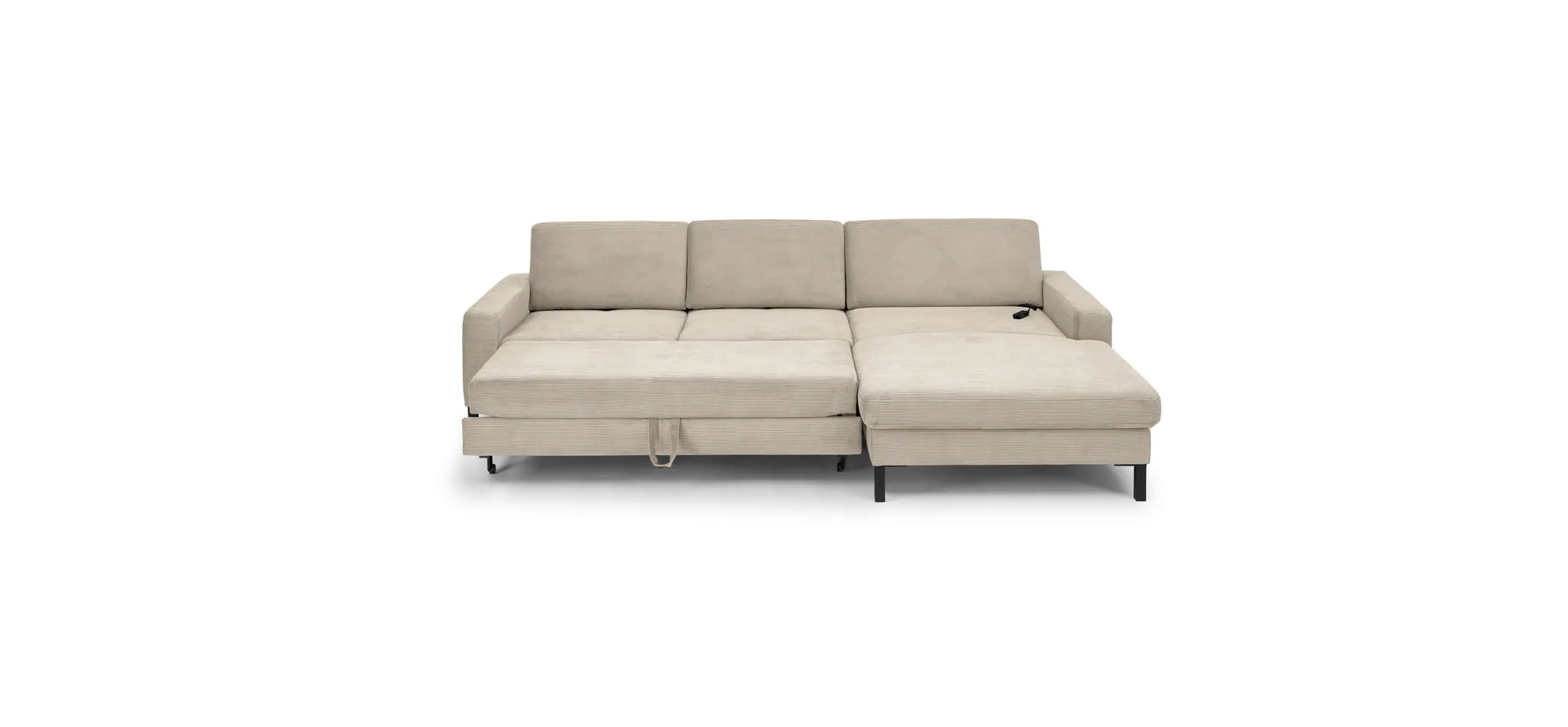  Ecksofa CALM MOVE 2.0 - 2,5-Sitzer mit Longchair rechts, Schlaffunktion, Feincord, Sand
