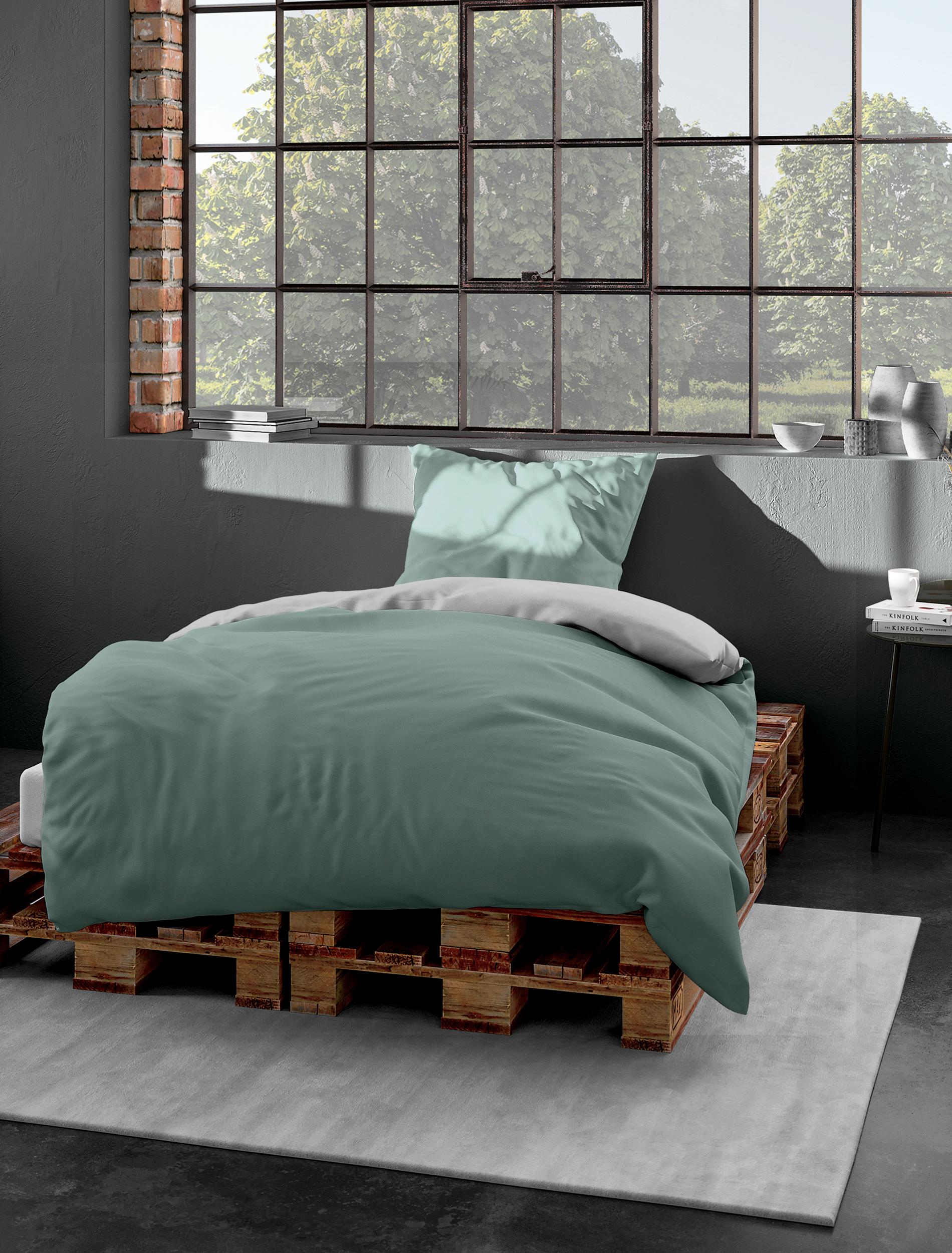 Bettwäsche Casea Bilbaos, 135x200cm - lind/silbergrau