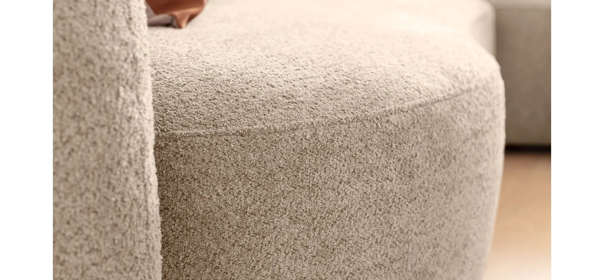 Ecksofa Karasu - 3-Sitzer mit Ottomane rechts, Stoff, Natur