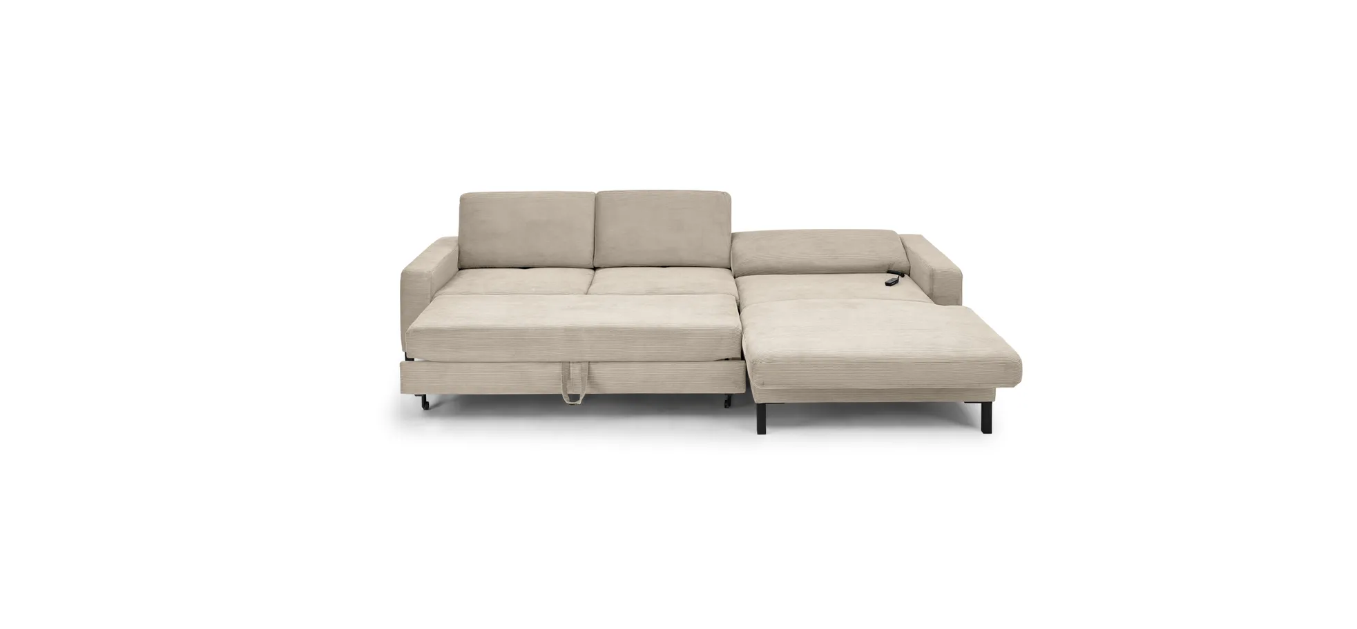  Ecksofa CALM MOVE 2.0 - 2,5-Sitzer mit Longchair rechts, Schlaffunktion, Feincord, Sand