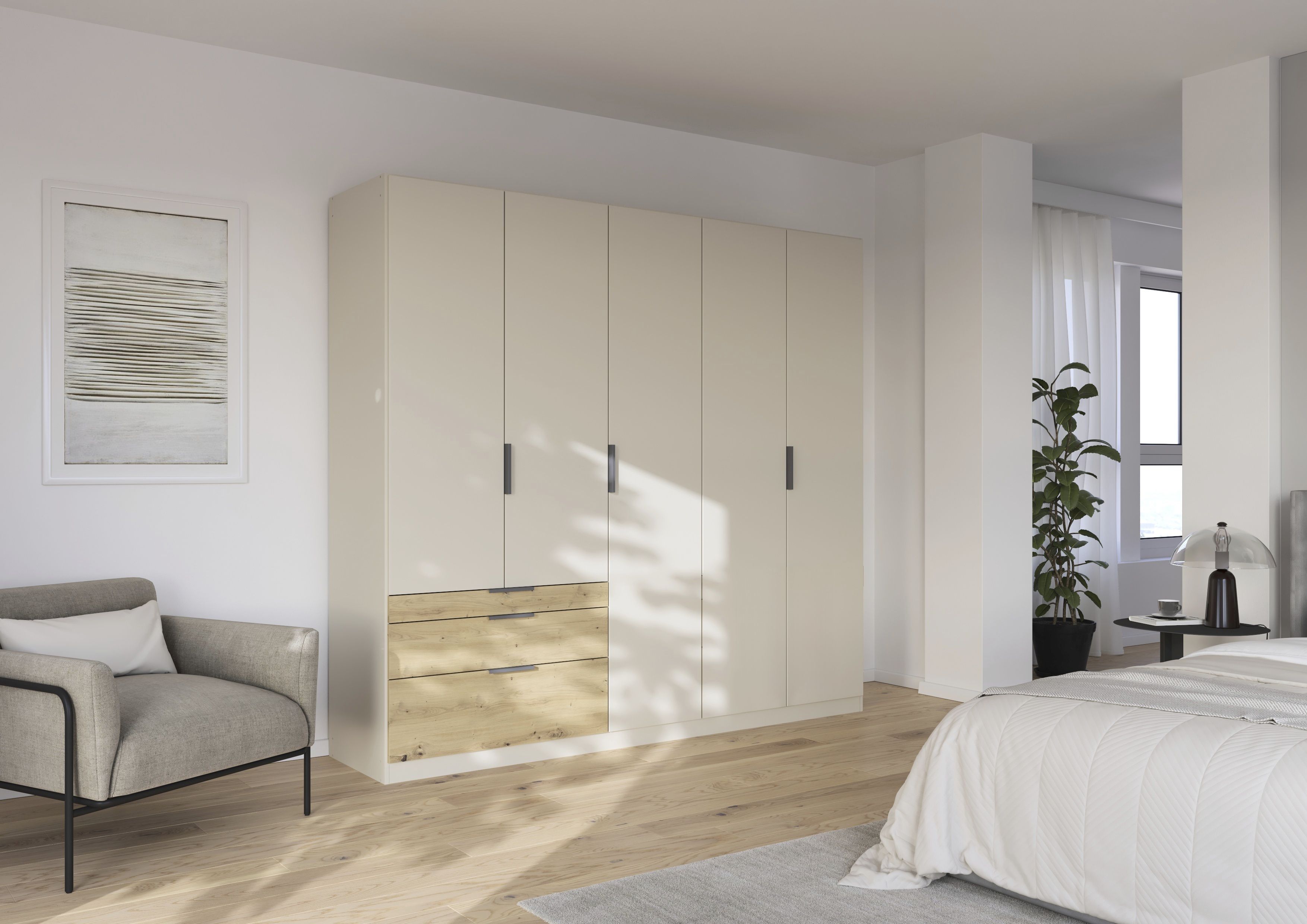 Drehtürenschrank, 5-türig, champagner - Rani