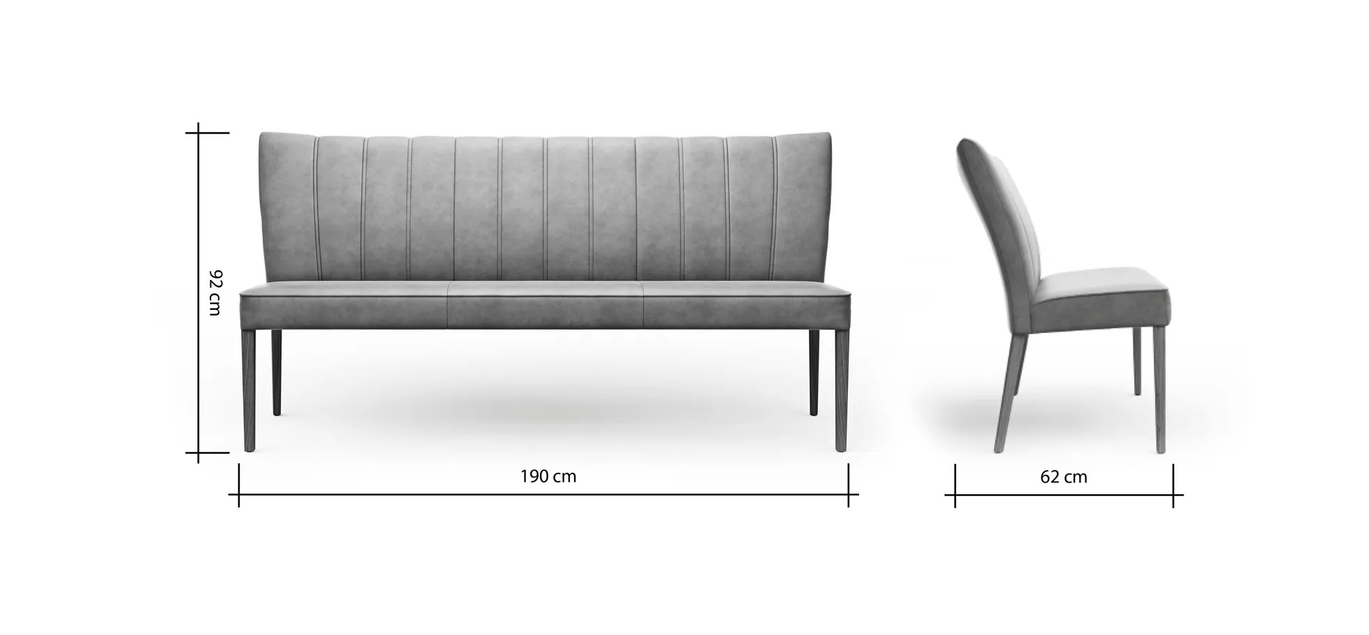 Polsterbank Seaford - B ca. 190 cm, Stoff, Braun