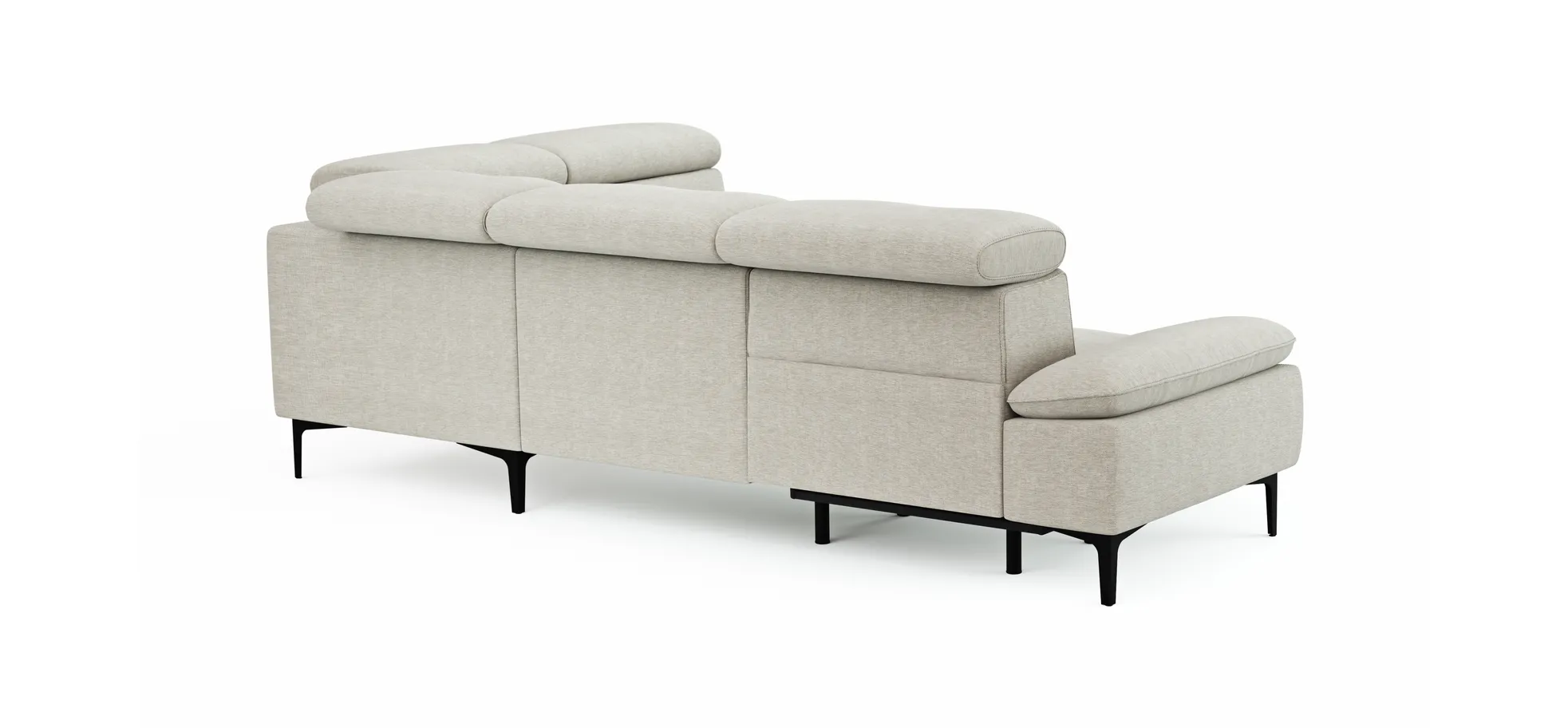 Ecksofa Felipa - 2,5-Sitzer mit Ecke rechts inkl. Armlehne verstellbar und Rückenlehne/Sitztiefe verstellbar (motorisch), Stoff, Natur
