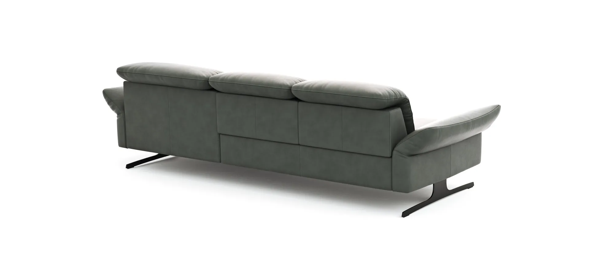 Ecksofa Rockport B - 2,5-Sitzer mit Longchair rechts inkl. Kopfteil/Sitztiefe/Armlehne verstellbar, Leder, Grau Ecksofa Rockport B - 2,5-Sitzer mit Longchair rechts inkl. Kopfteil/Sitztiefe/Armlehne verstellbar, Leder, Grau