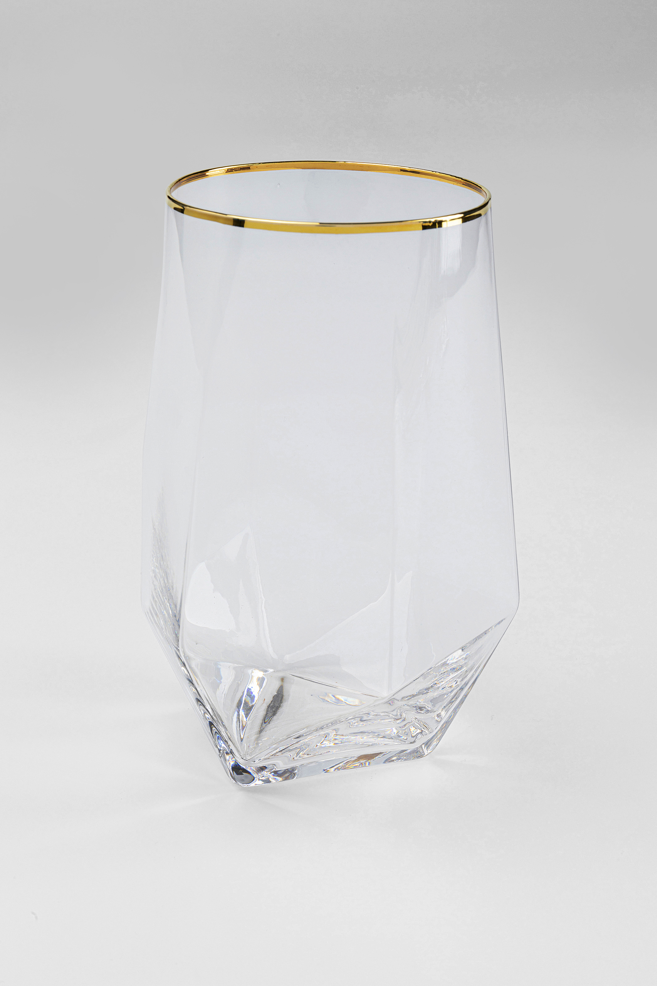 Wasserglas Diamond, Glas klar, Goldrand - Geschirr