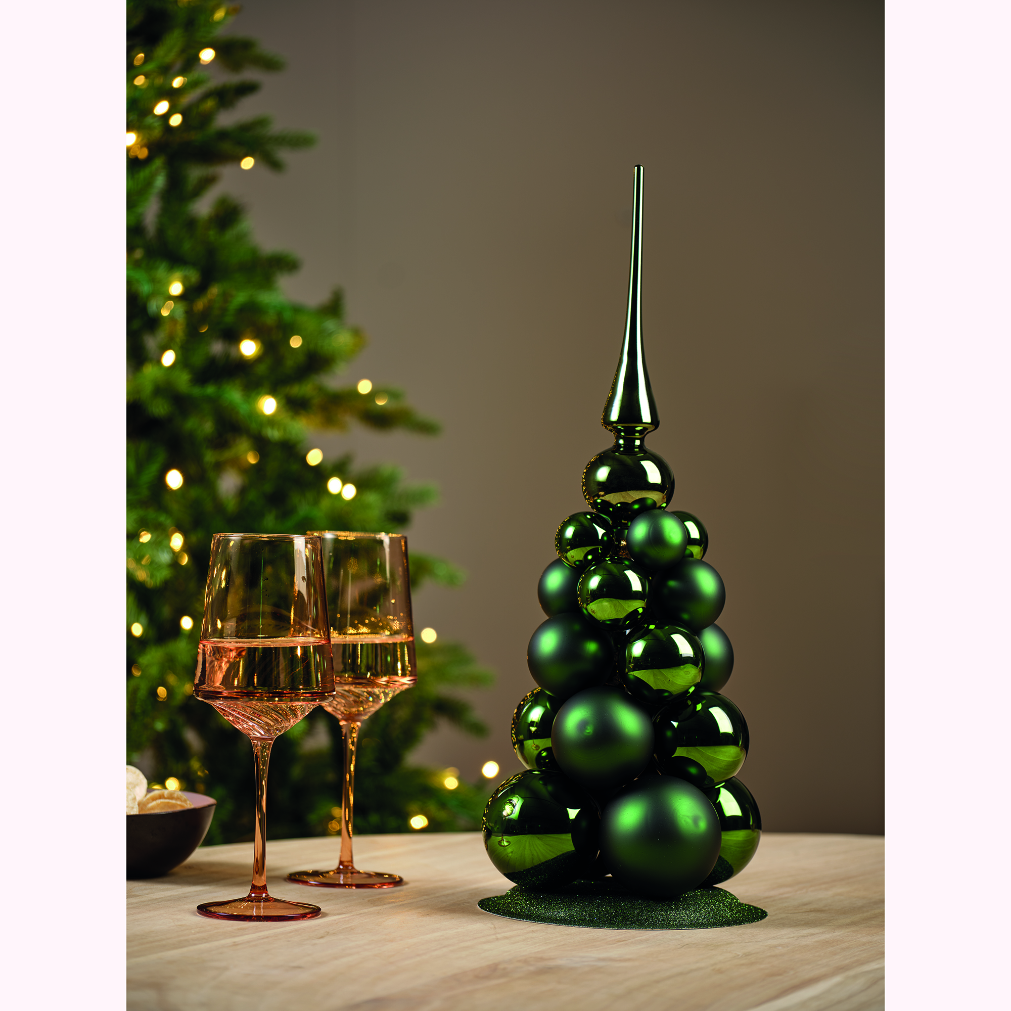 Kugelbaum - piniengrün, Glas, Ø4cm