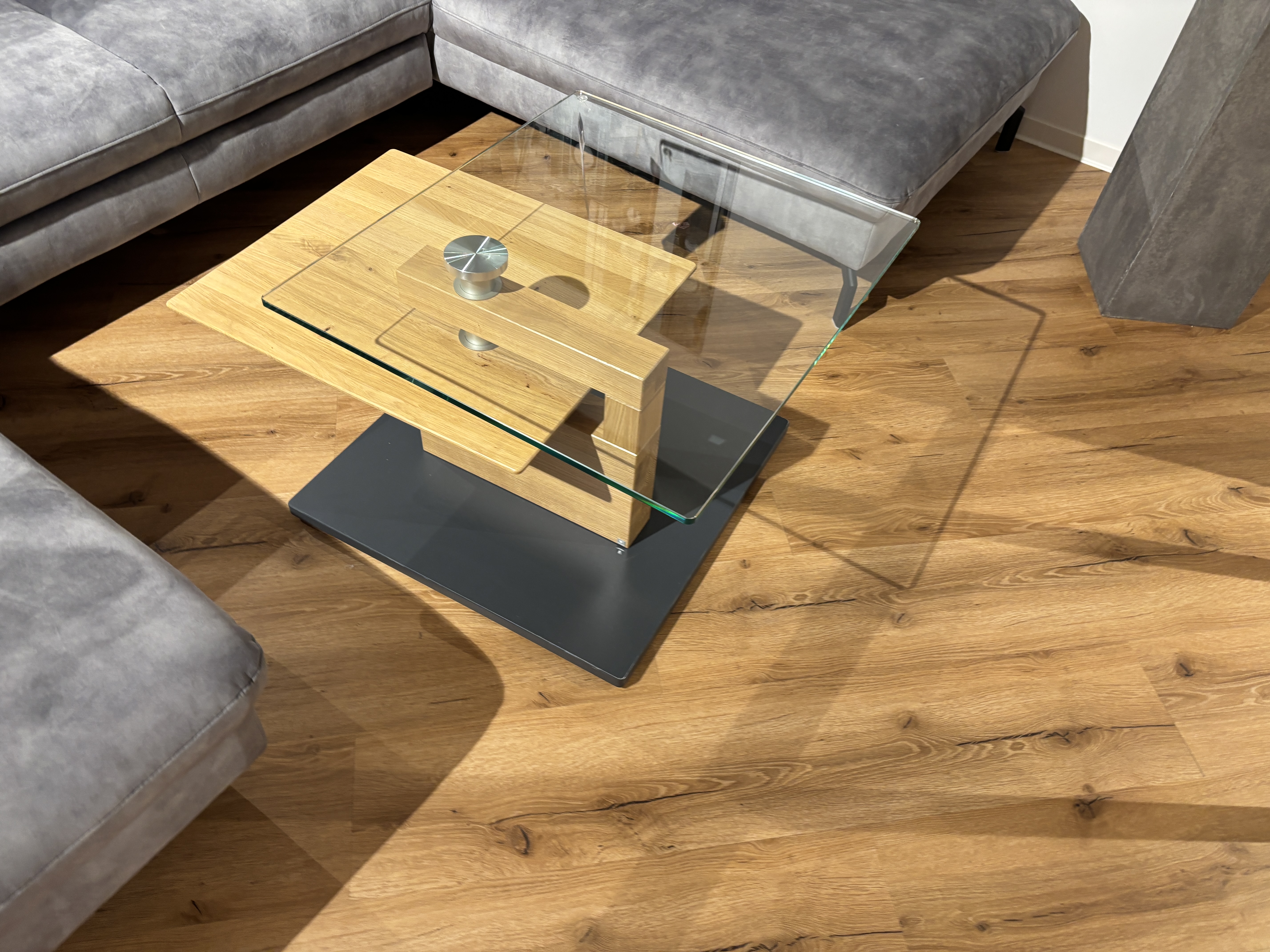 Couchtisch, Wildeiche massiv, auf Rollen - LS 009318