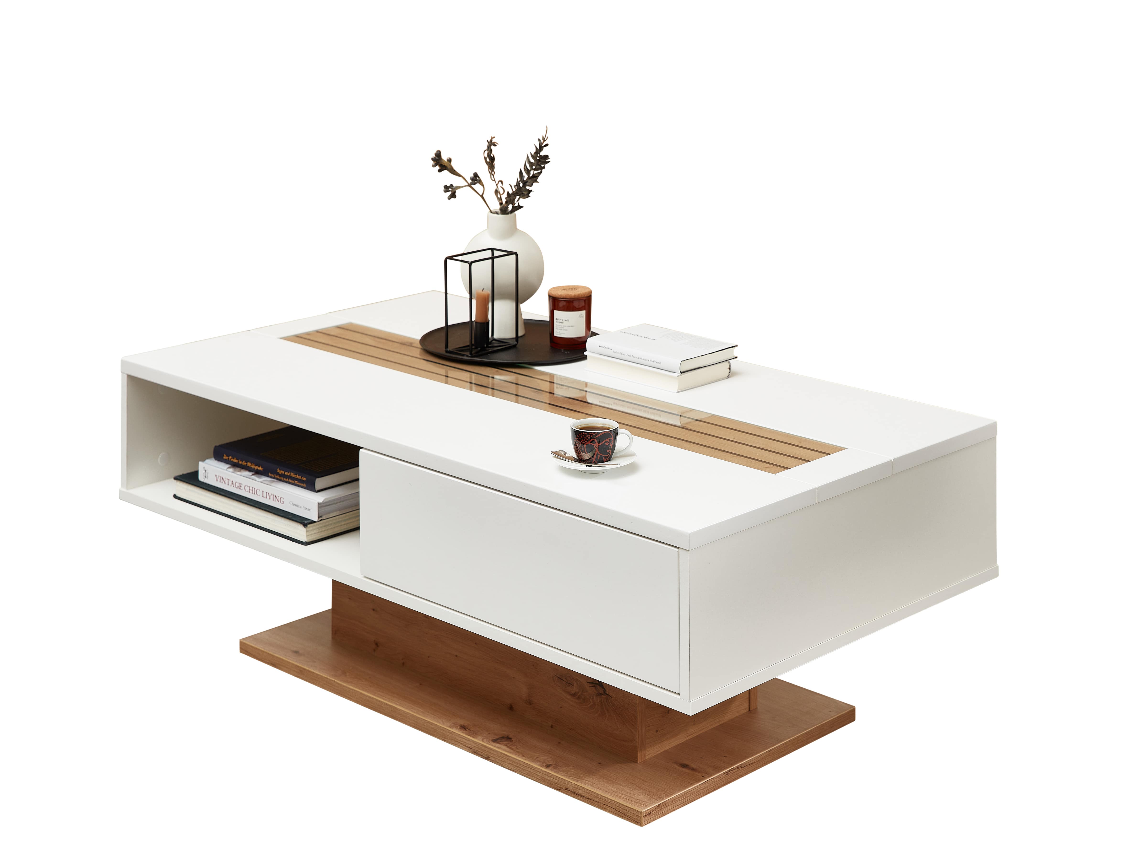 Couchtisch, weiß, Artisan Eiche - LS23 Duron