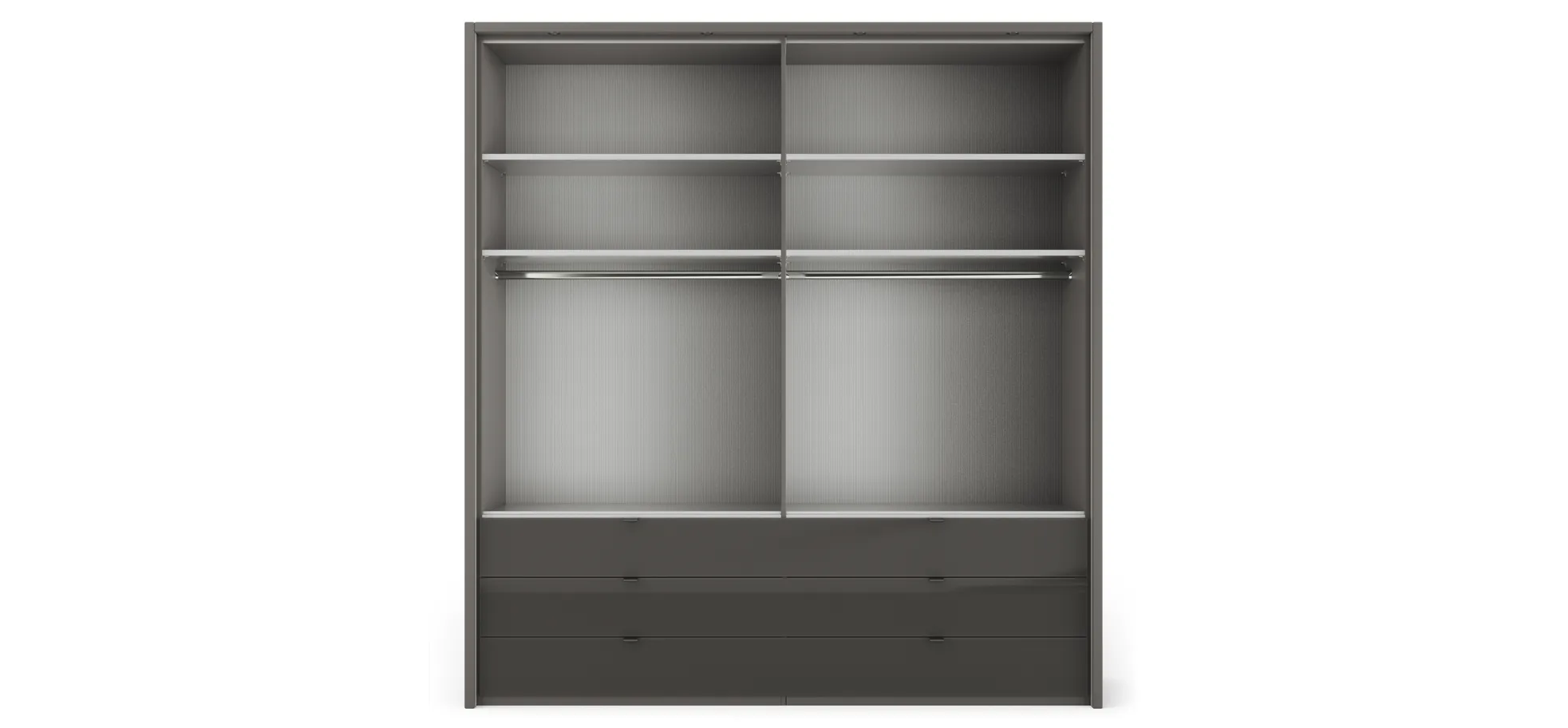 Drehtürenschrank Marbella - B. ca. 157cm, Korpus Melamin, Grau, Front Glas, Weiß