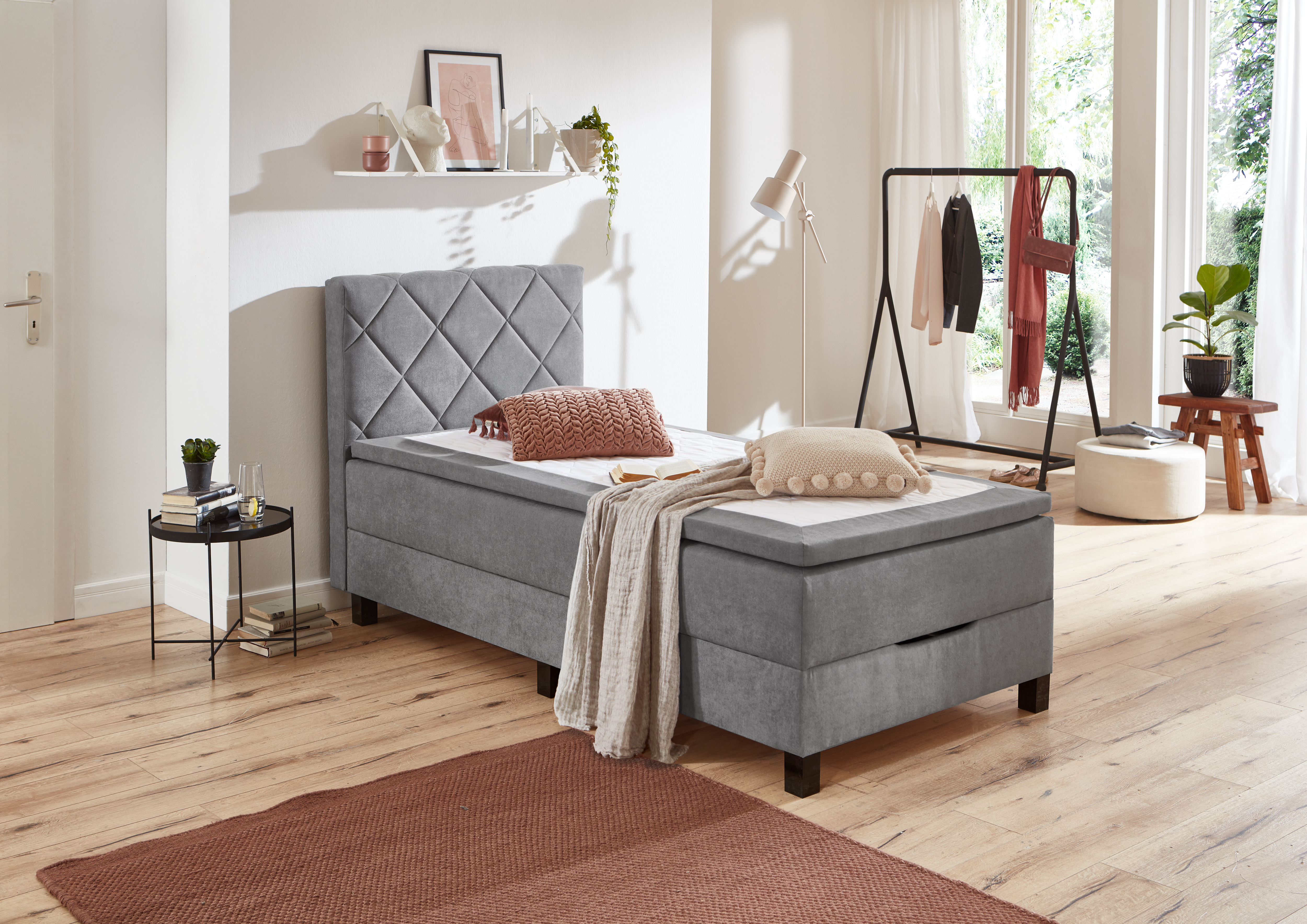 Boxspringbett, grau, mit Topper, 120x200 - MyStyle 3083