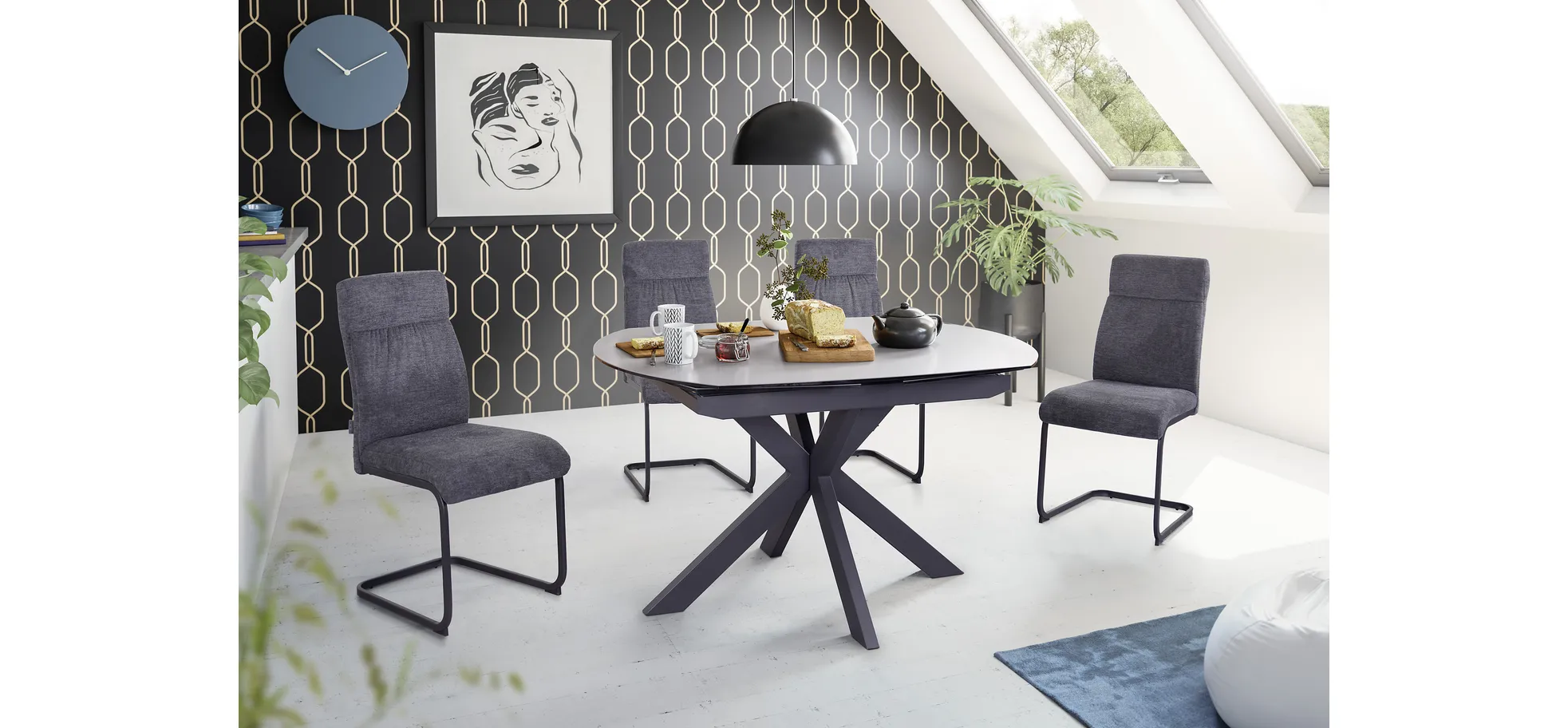 Schwingstuhl, Stoff anthrazit - Maida