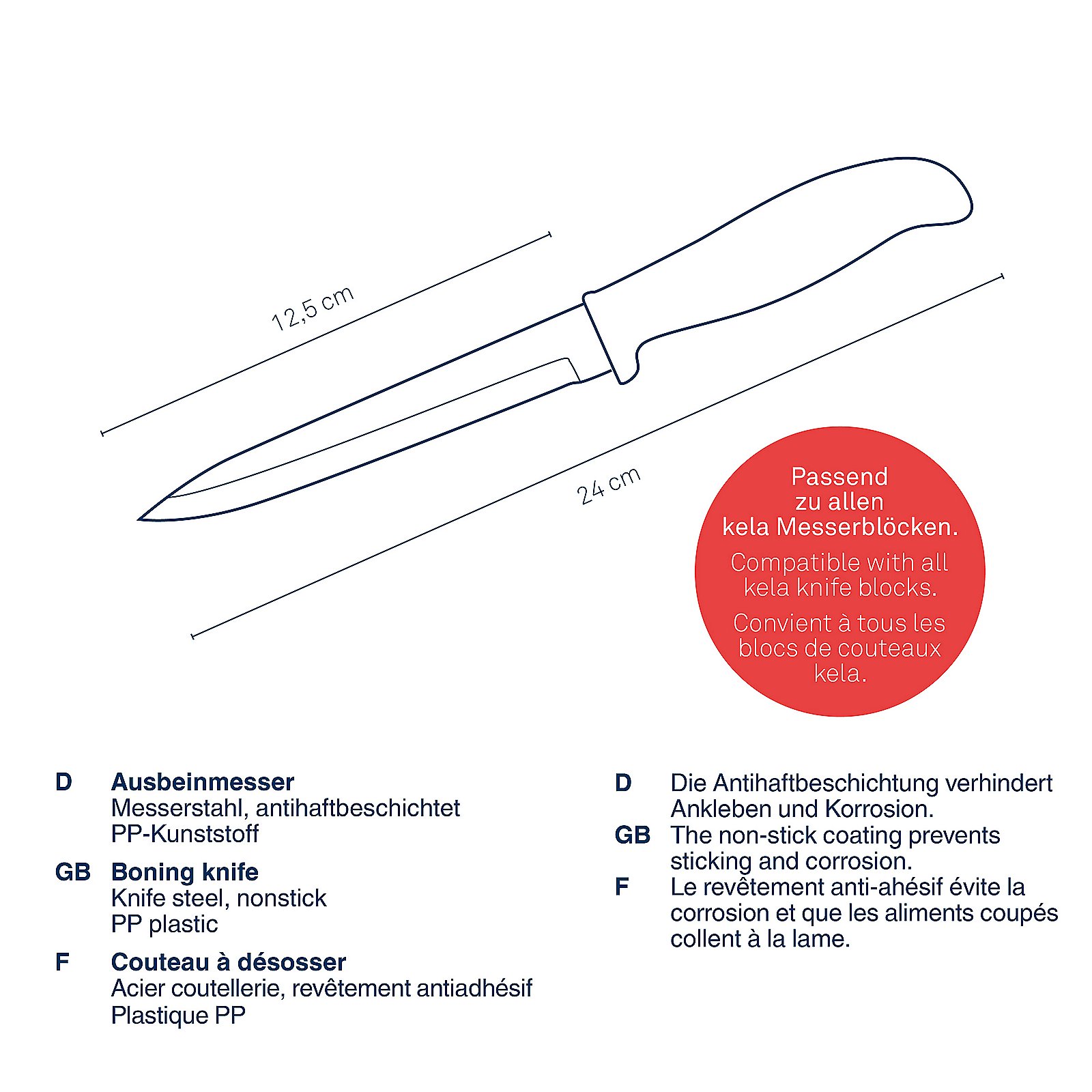 Ausbeinmesser Acida 24 cm - Edelstahl schwarz