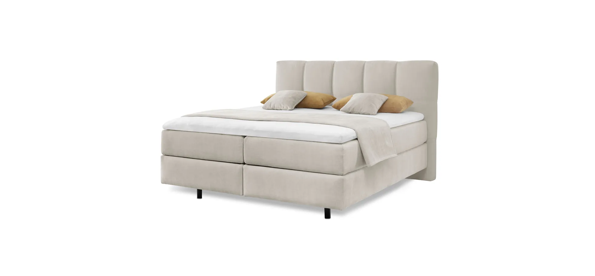 Boxspringbett, Stoff creme - LS25 Arino