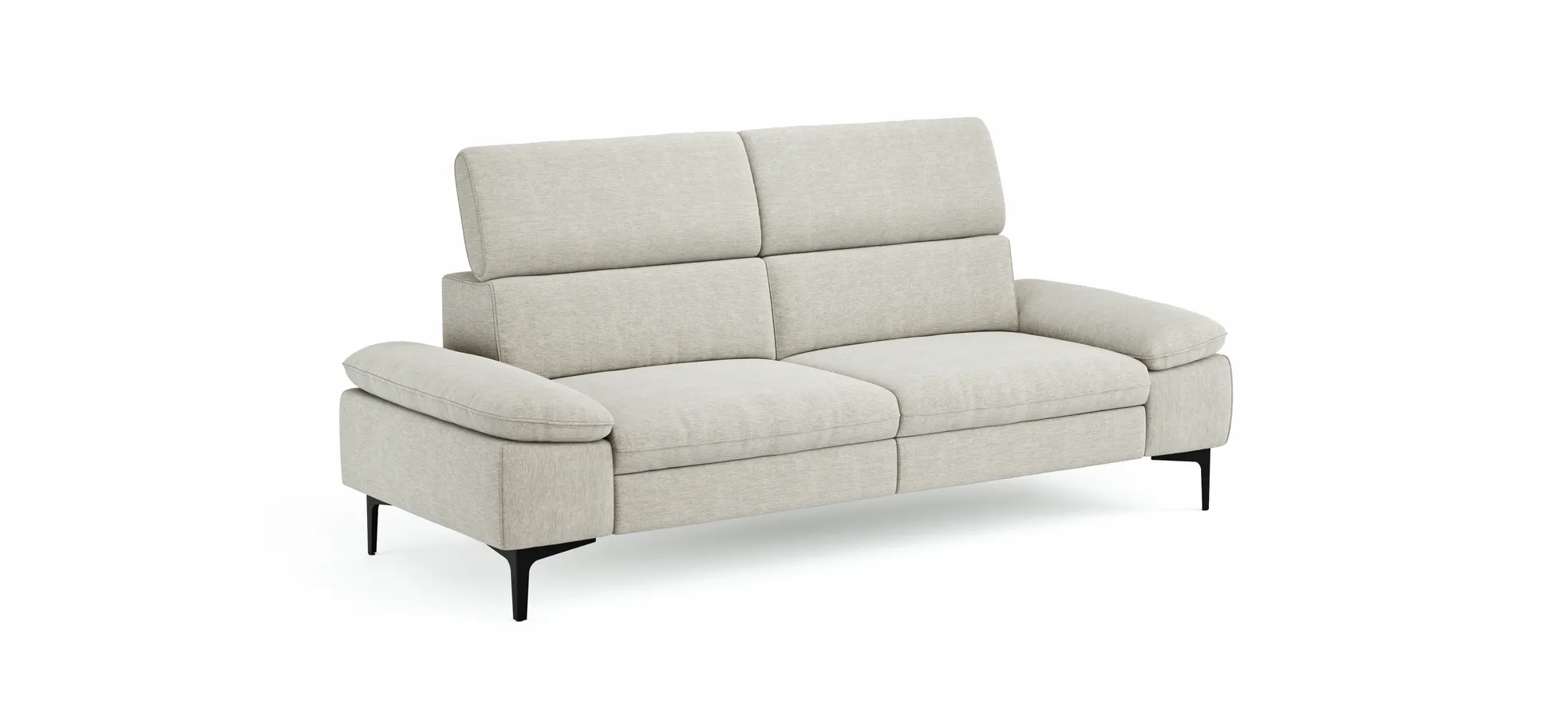 Sofa Felipa - 3-Sitzer inkl. Kopfteil verstellbar, Stoff, Natur