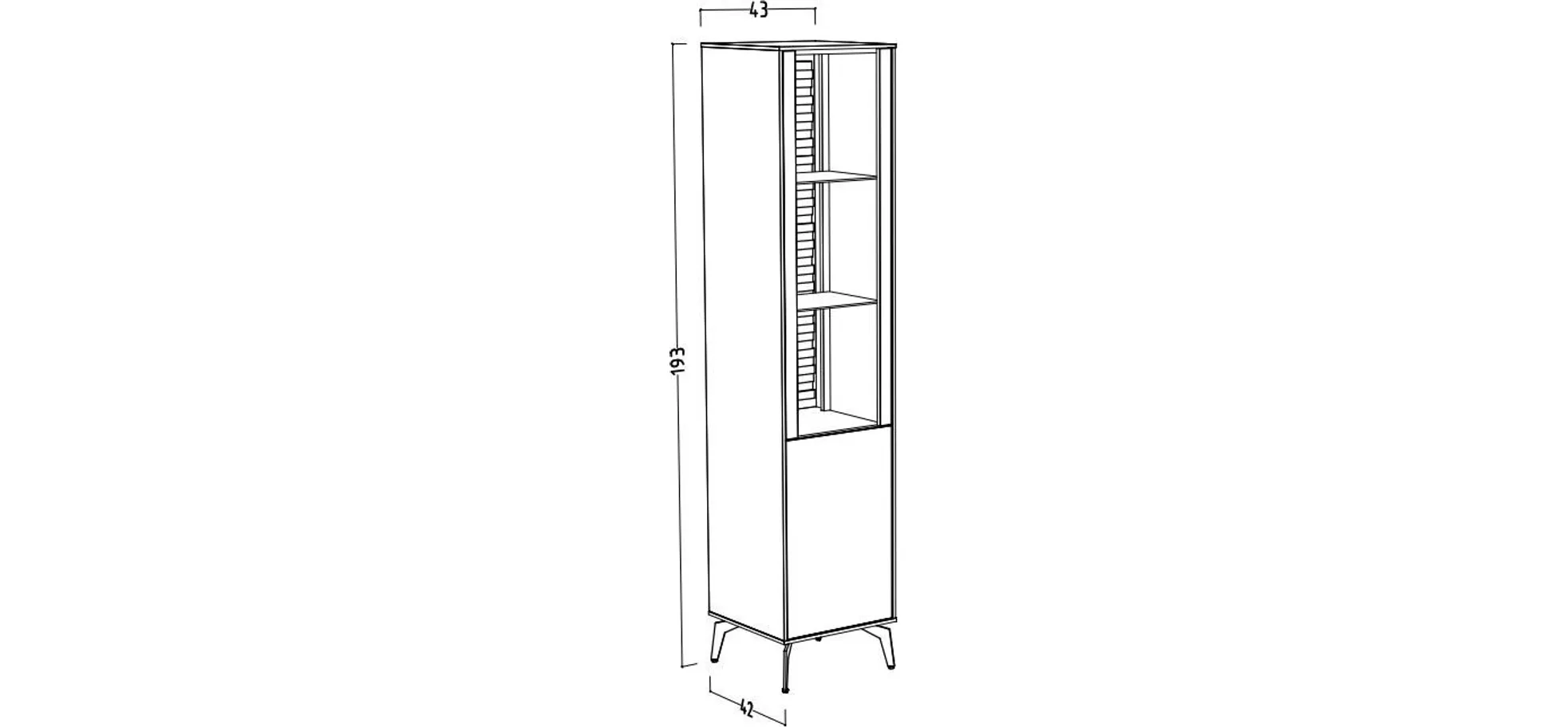 Vitrine - B ca. 42 cm, Weiß, Asteiche, Schwarz