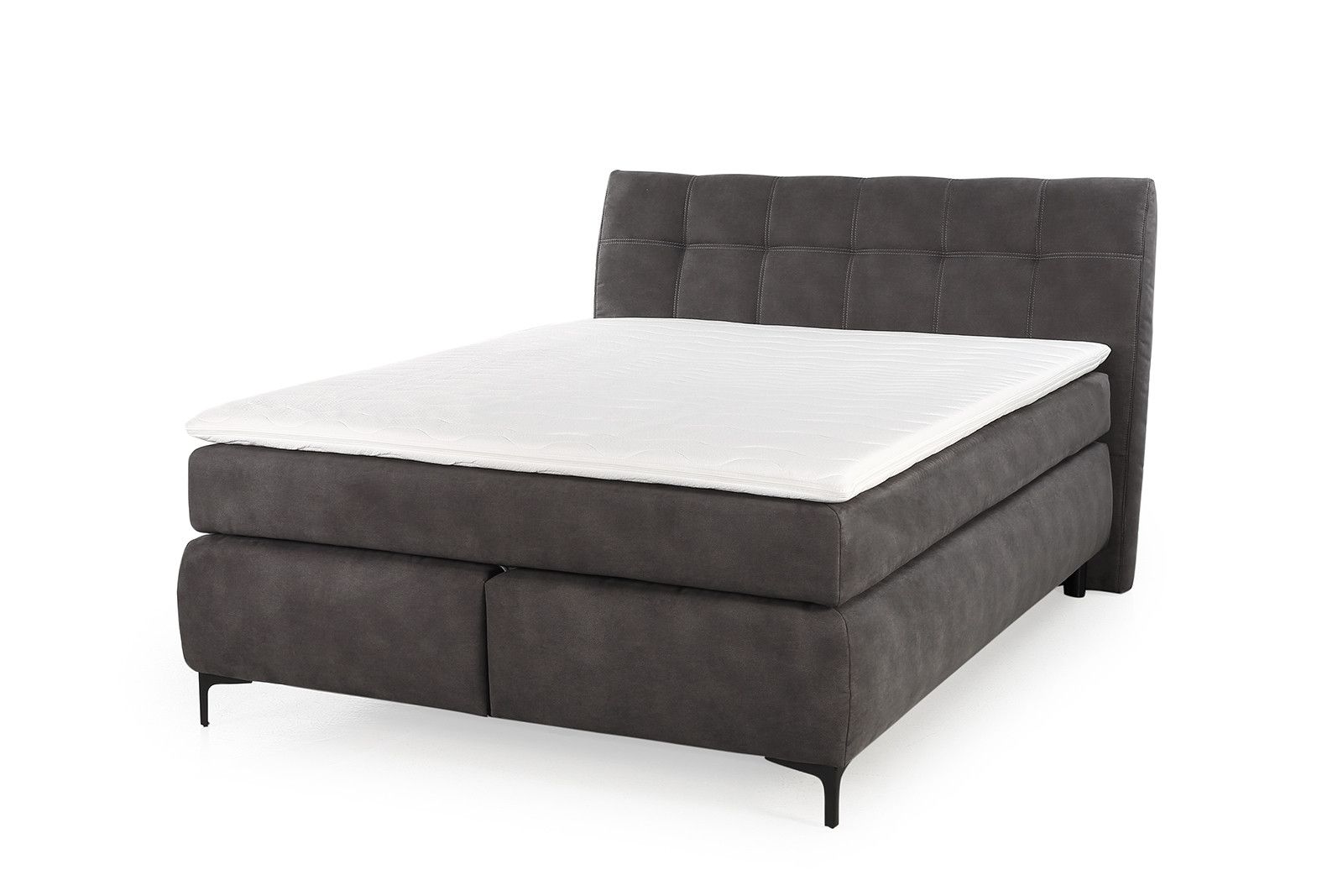 Boxspringbett, grau-braun  - Gitta