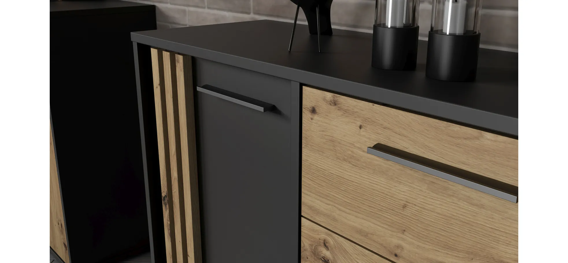 Kommode, Balck/Artisan Oak  - Floriss