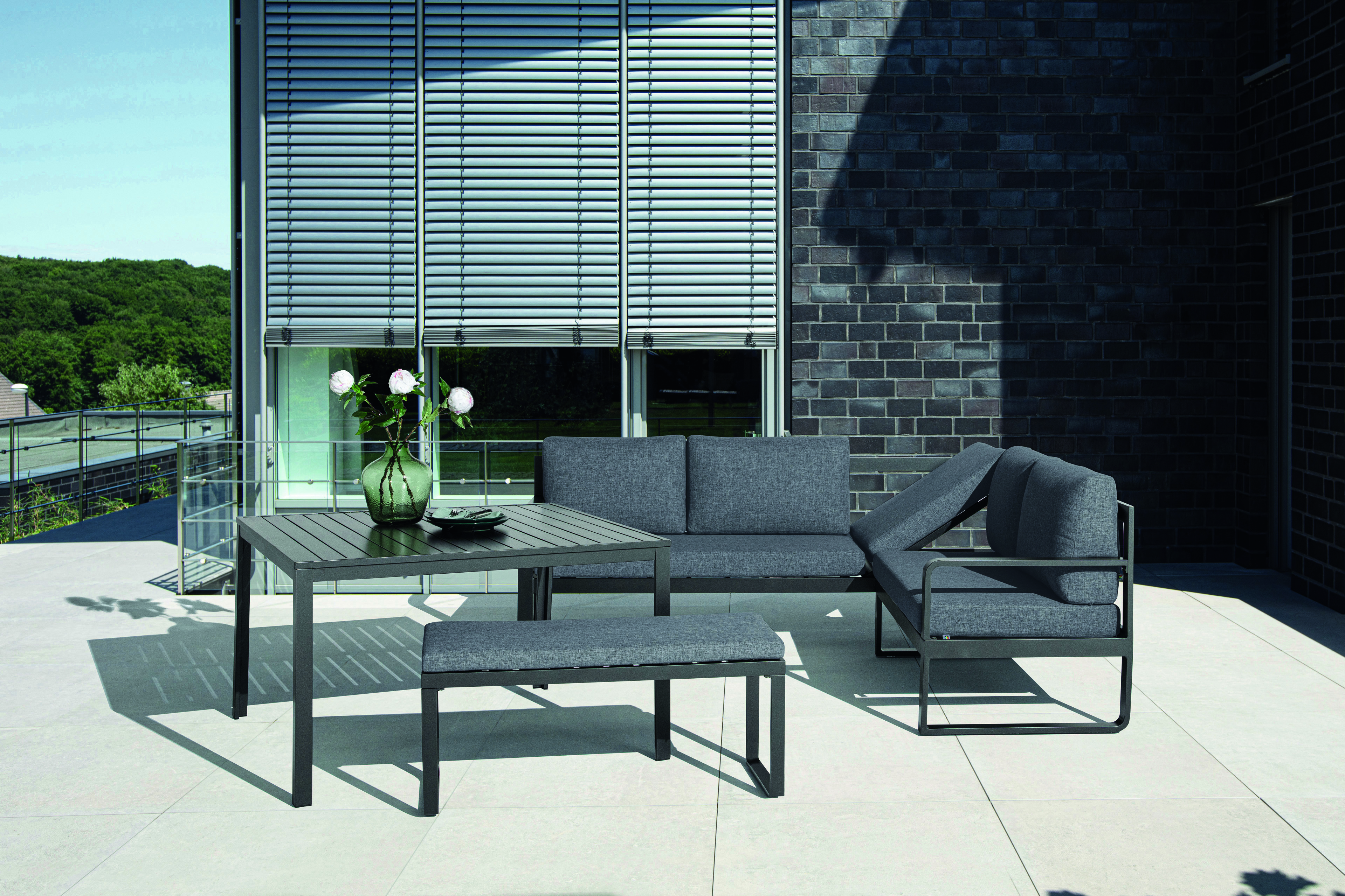 Eckset mit Tisch und Bank, anthrazit - Ocean CD