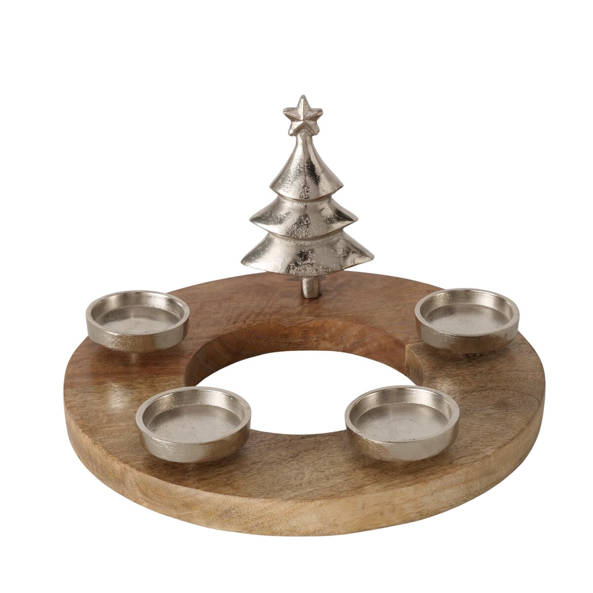 Teelichthalter Sorrest, Rund - H 17,00 cm, Mango, Aluminium