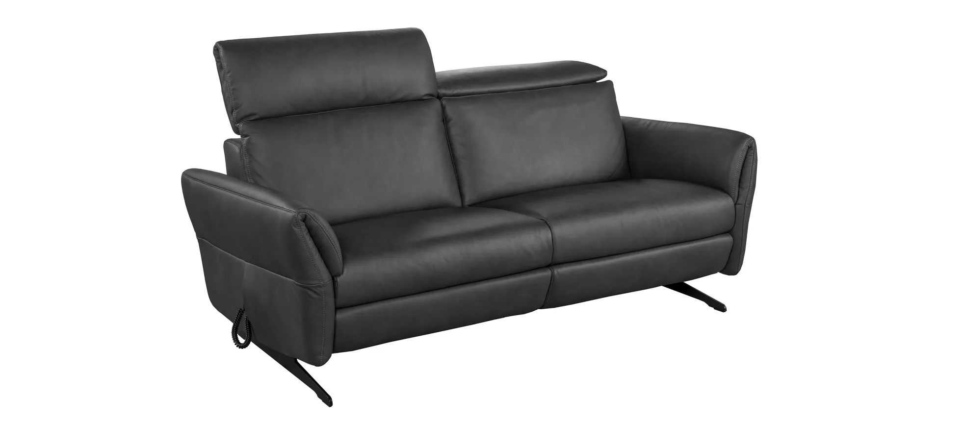Sofa - 2,5-Sitzer, Kopfteil verstellbar, Sitzvorzug motorisch, Leder, Anthrazit