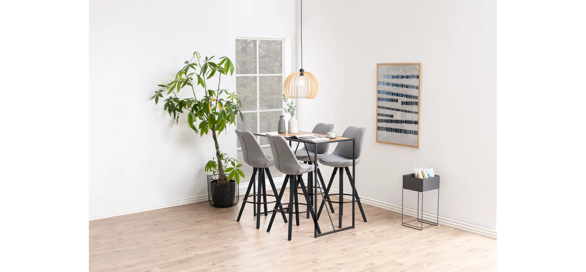 Bartisch - LB ca. 120x60 cm, Wildeiche Nachbildung, Schwarz