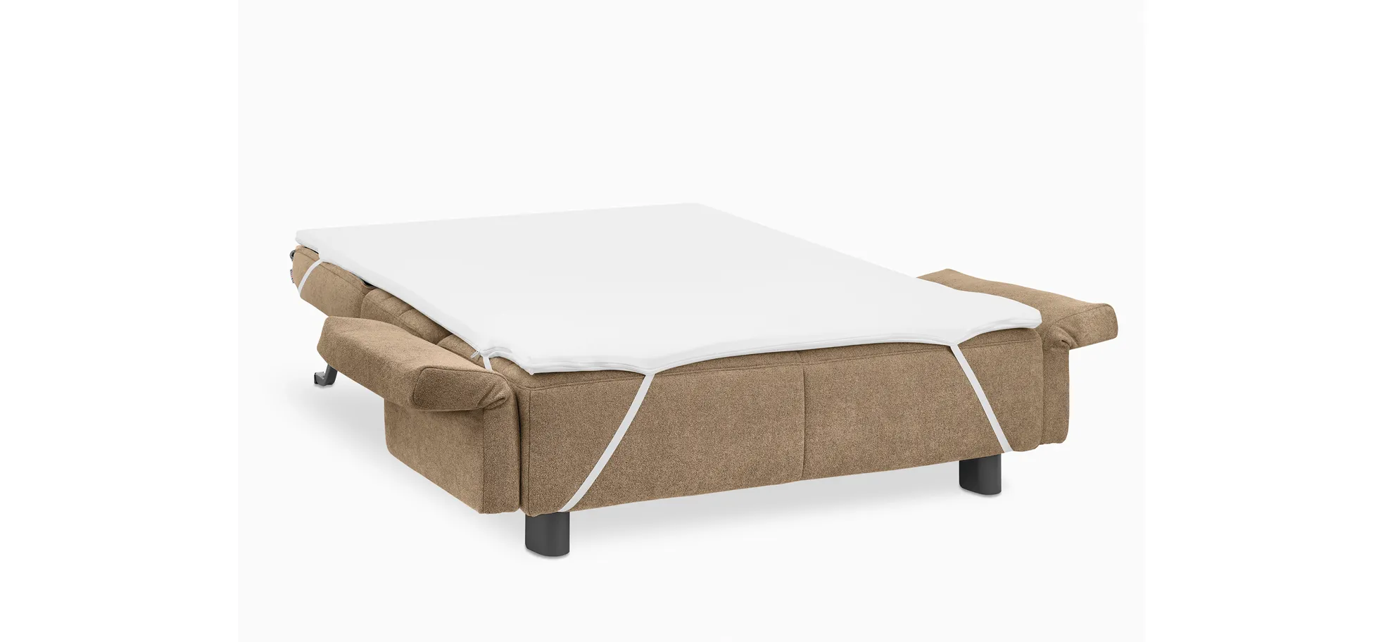  Faltsofa Easy - 2-Sitzer, ca. 140 cm inkl. Schlaffunktion/Topper/Armteil verstellbar, Stoff, Braun