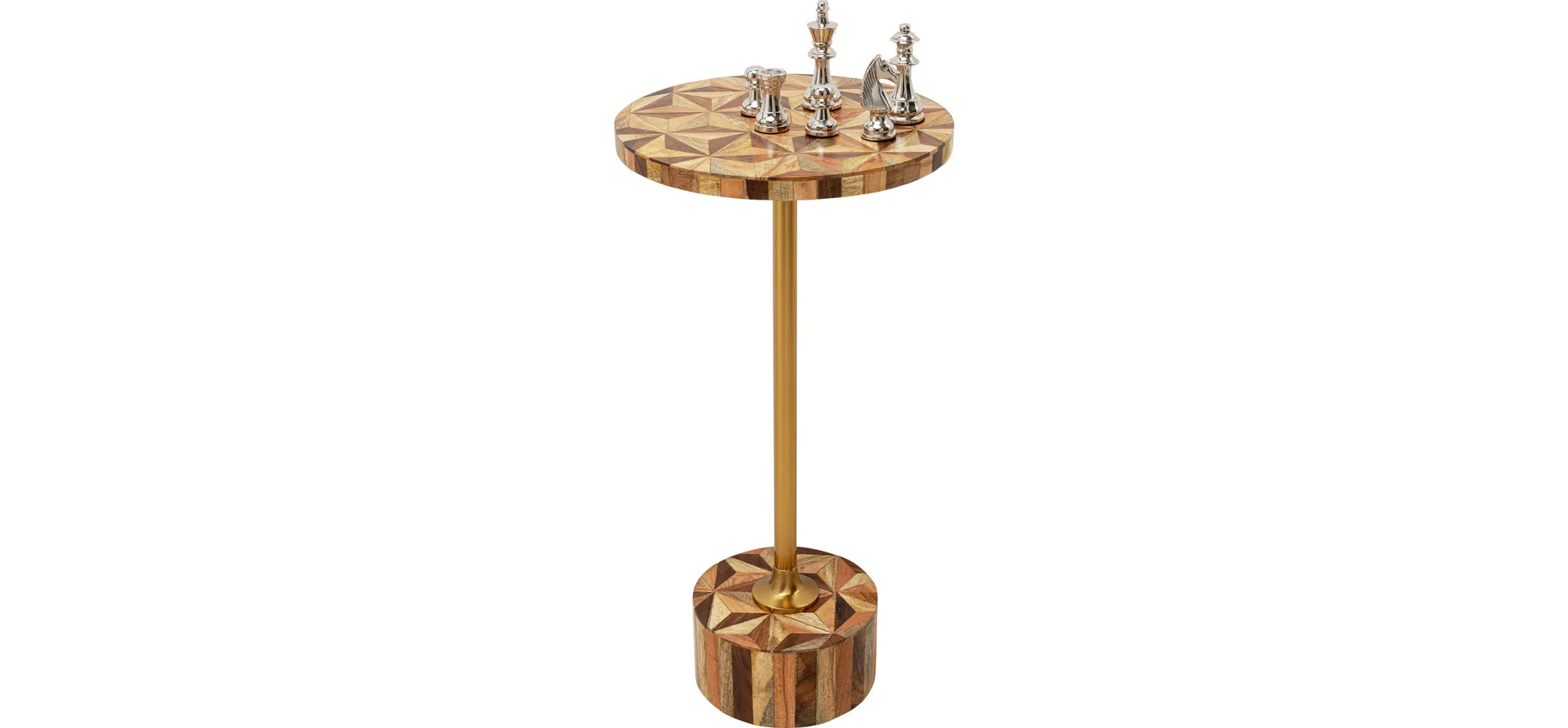Beistelltisch- DH ca. 25x50 cm, Geo Braun, Stahl, Gold