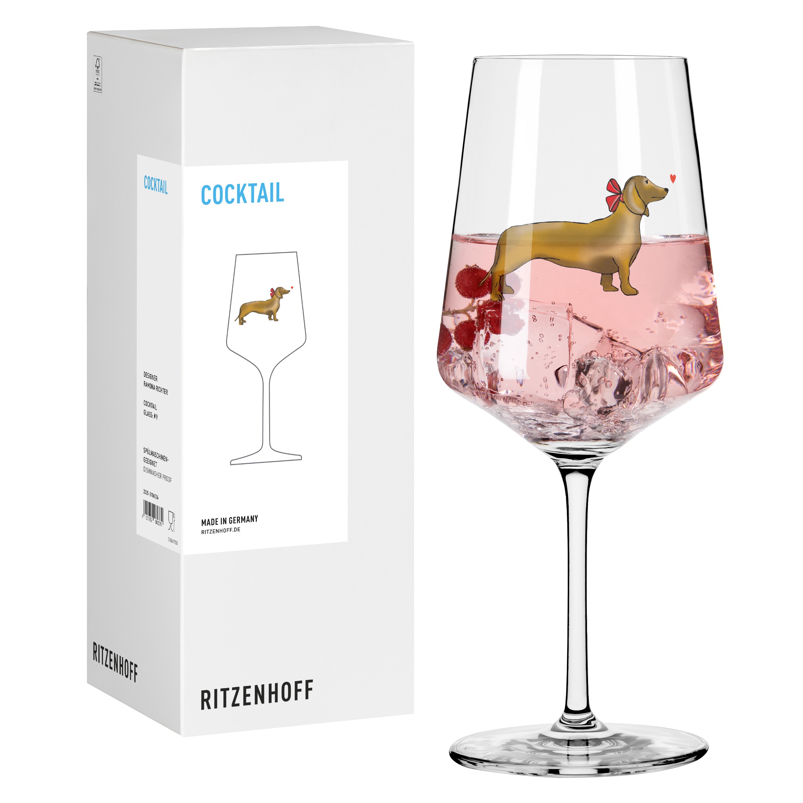 Ritzenhoff Cocktailglas Tierisch Glücklich - Dackel braun 