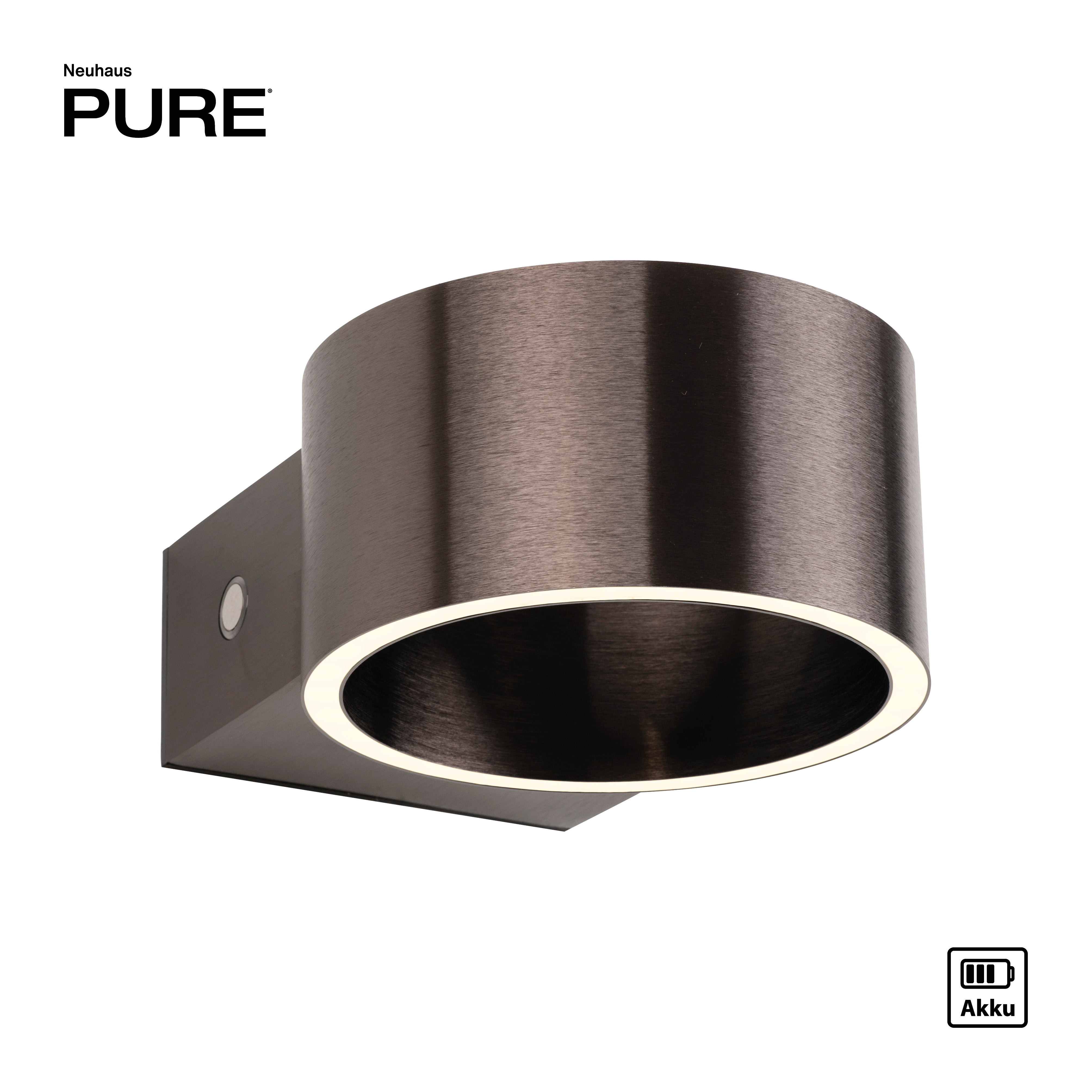 Wandleuchte PURE Clipse - dark-metal brown, Akku, inkl. USB-Kabel