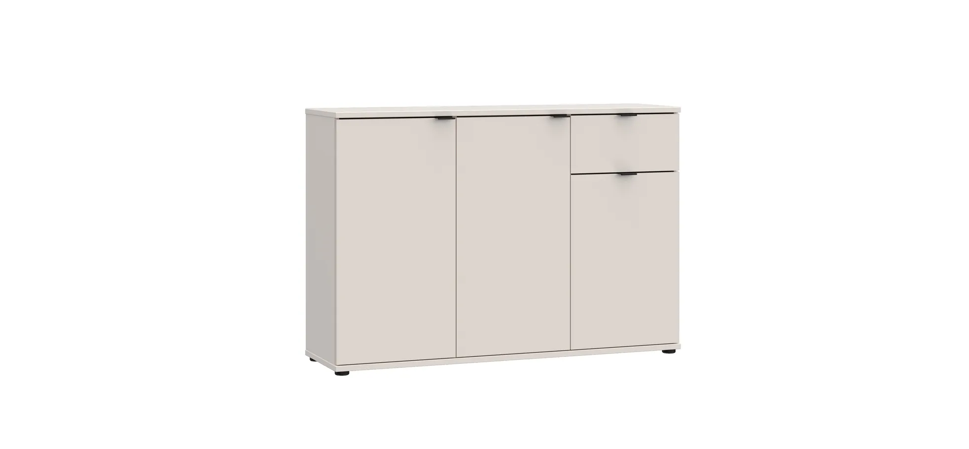 Kommode, Sand, 3 Türen, 1 Schub - Finella