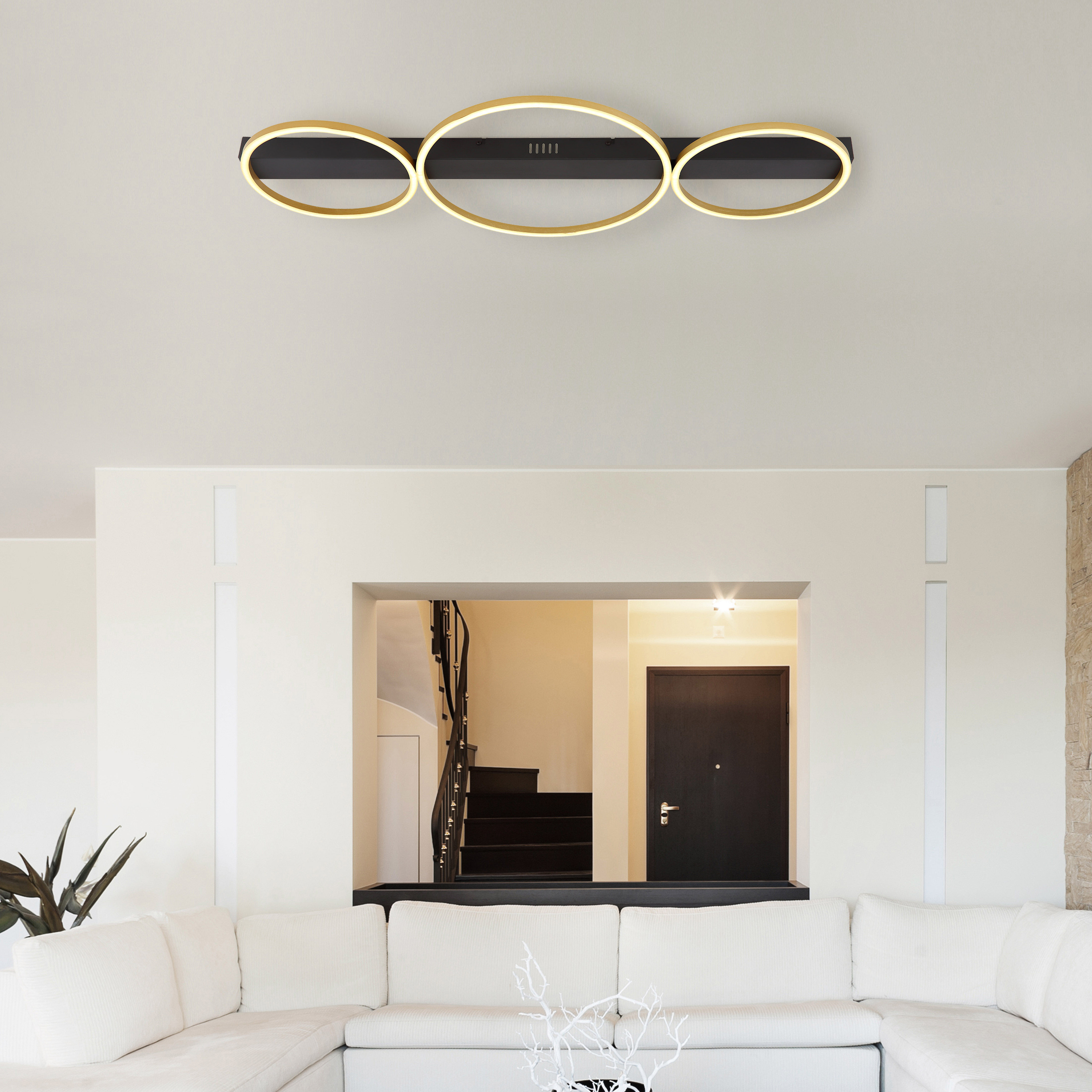 Deckenleuchte LUFFY - LED, Schwarz Matt/Messing Matt, 93x39,4x5,3cm