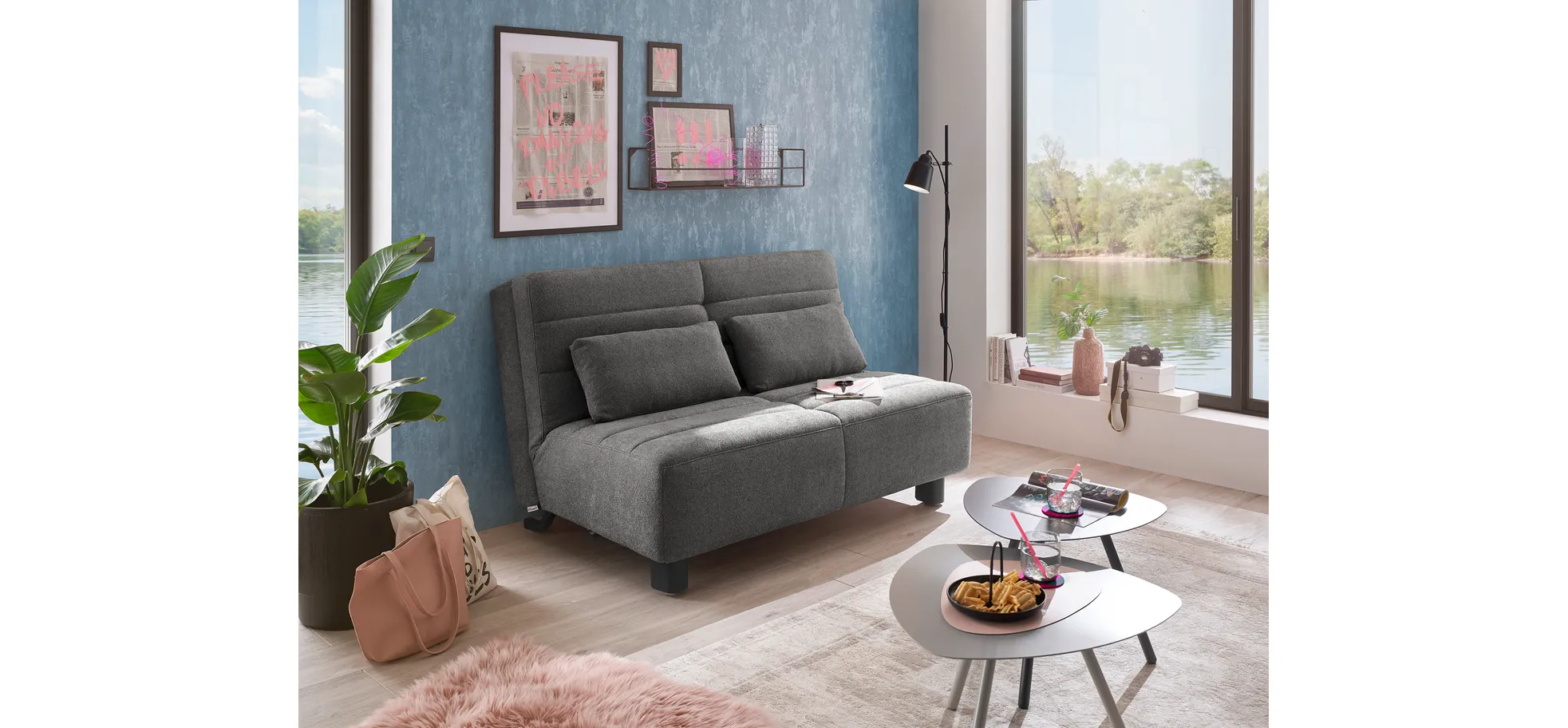Faltsofa Easy - 2-Sitzer ohne Armlehne, ca. 140 cm inkl. Schlaffunktion, Stoff, Dunkelgrau Faltsofa Easy - 2-Sitzer ohne Armlehne, ca. 140 cm inkl. Schlaffunktion, Stoff, Dunkelgrau