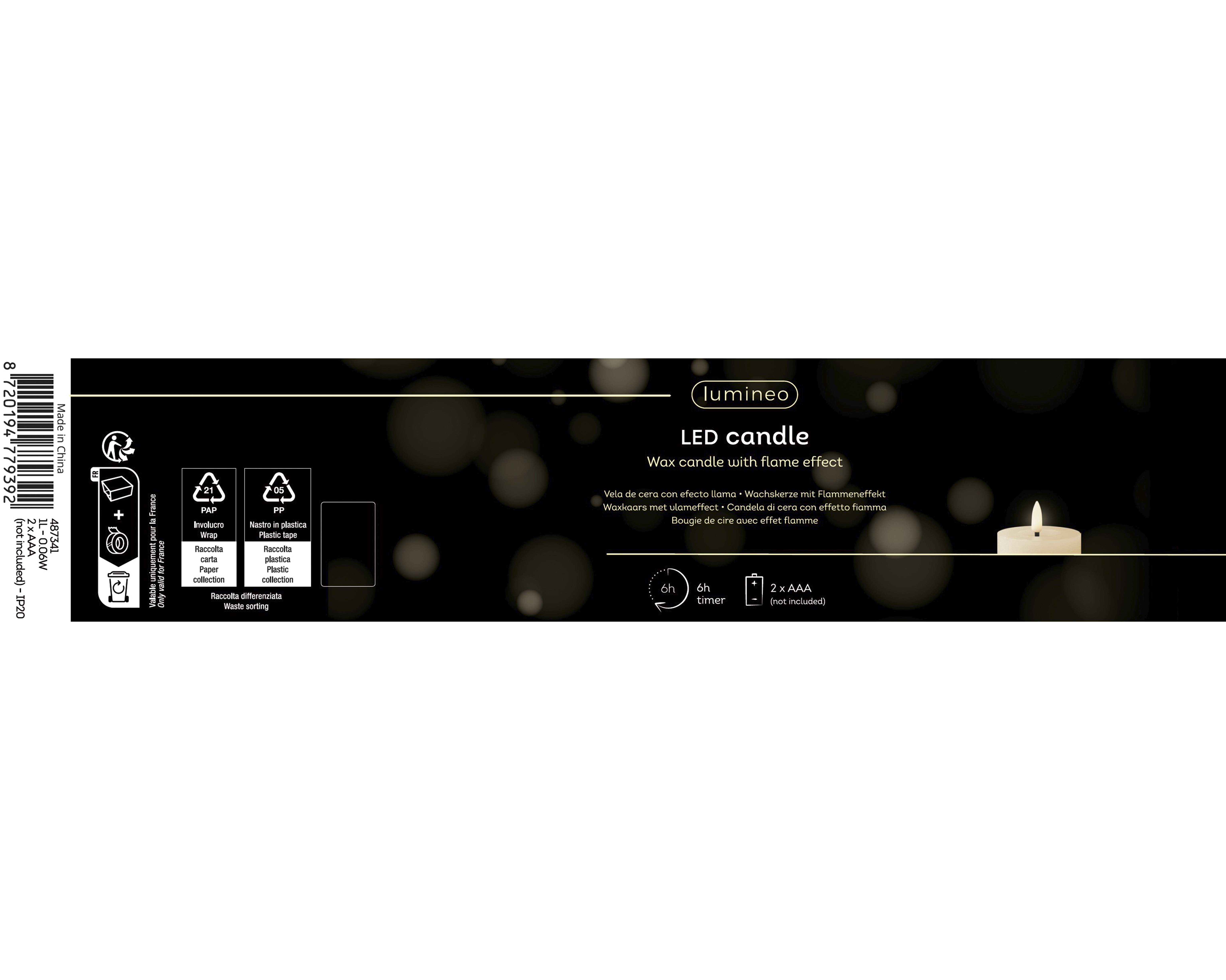 LED Kerze Wachs - rot, Ø7.00-H15.00cm-1L