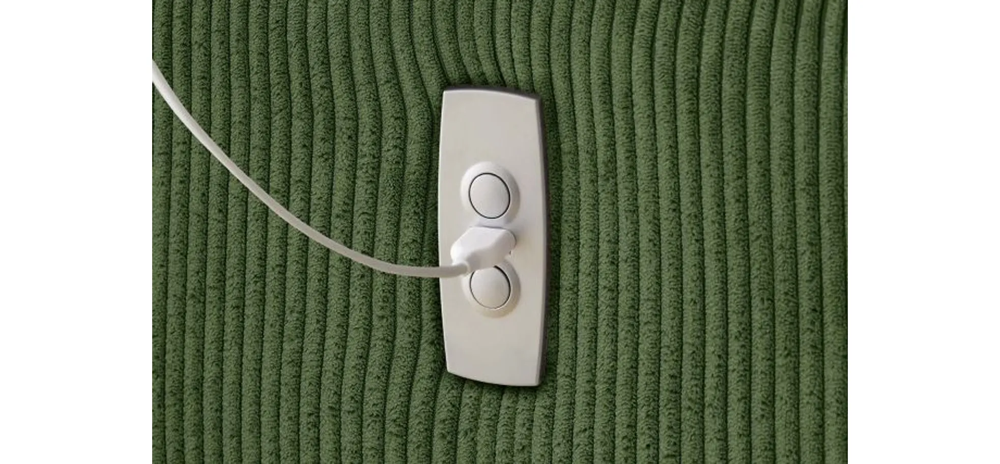 Ecksofa JAROM - 3-Sitzer, Ecke rechts inkl. Relaxfunktion (motorisch) und Kopfteil verstellbar, Stoff, Grün