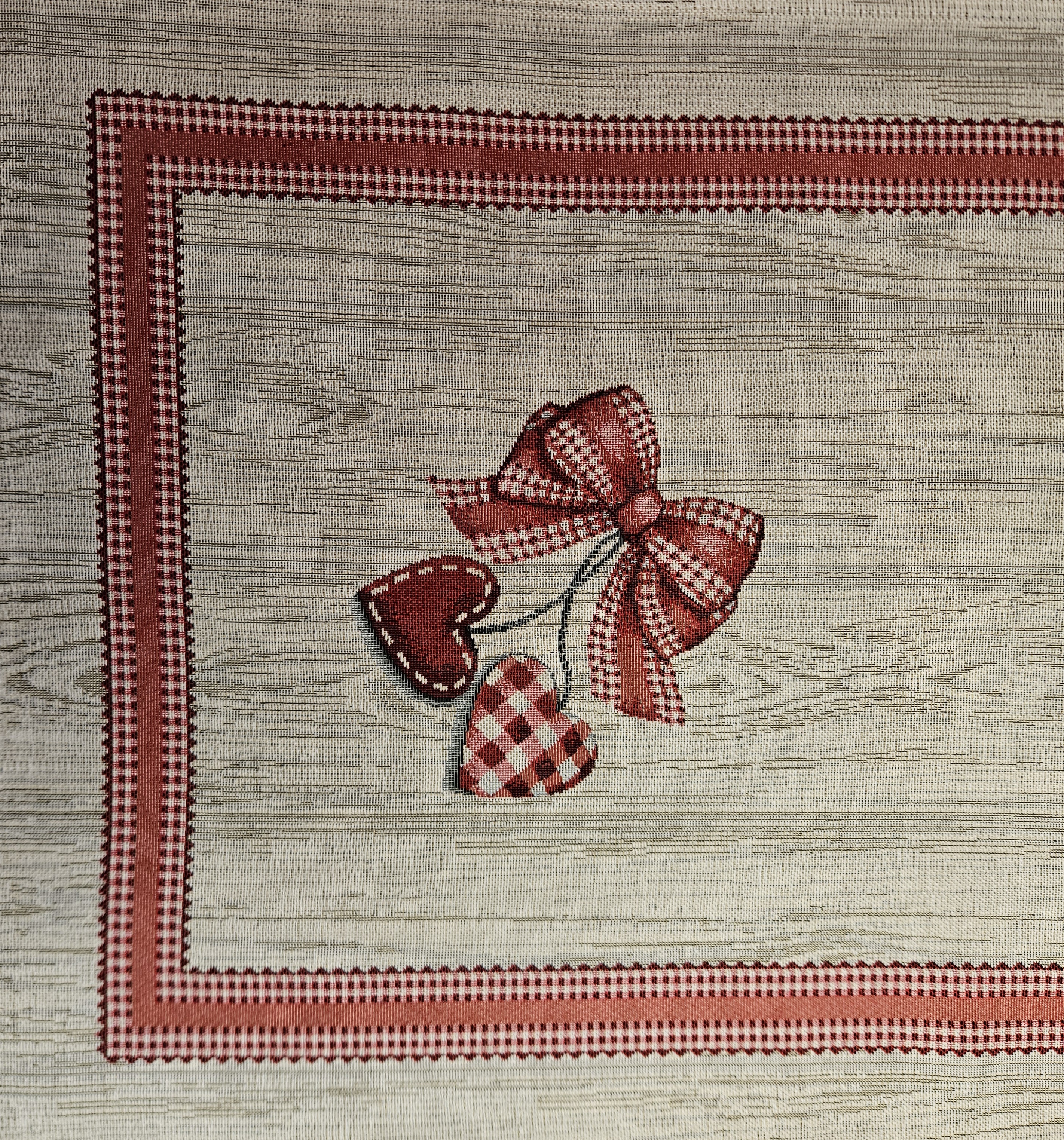 Tischläufer Weihnachtsgobelin - 45x140cm, Schleife rot