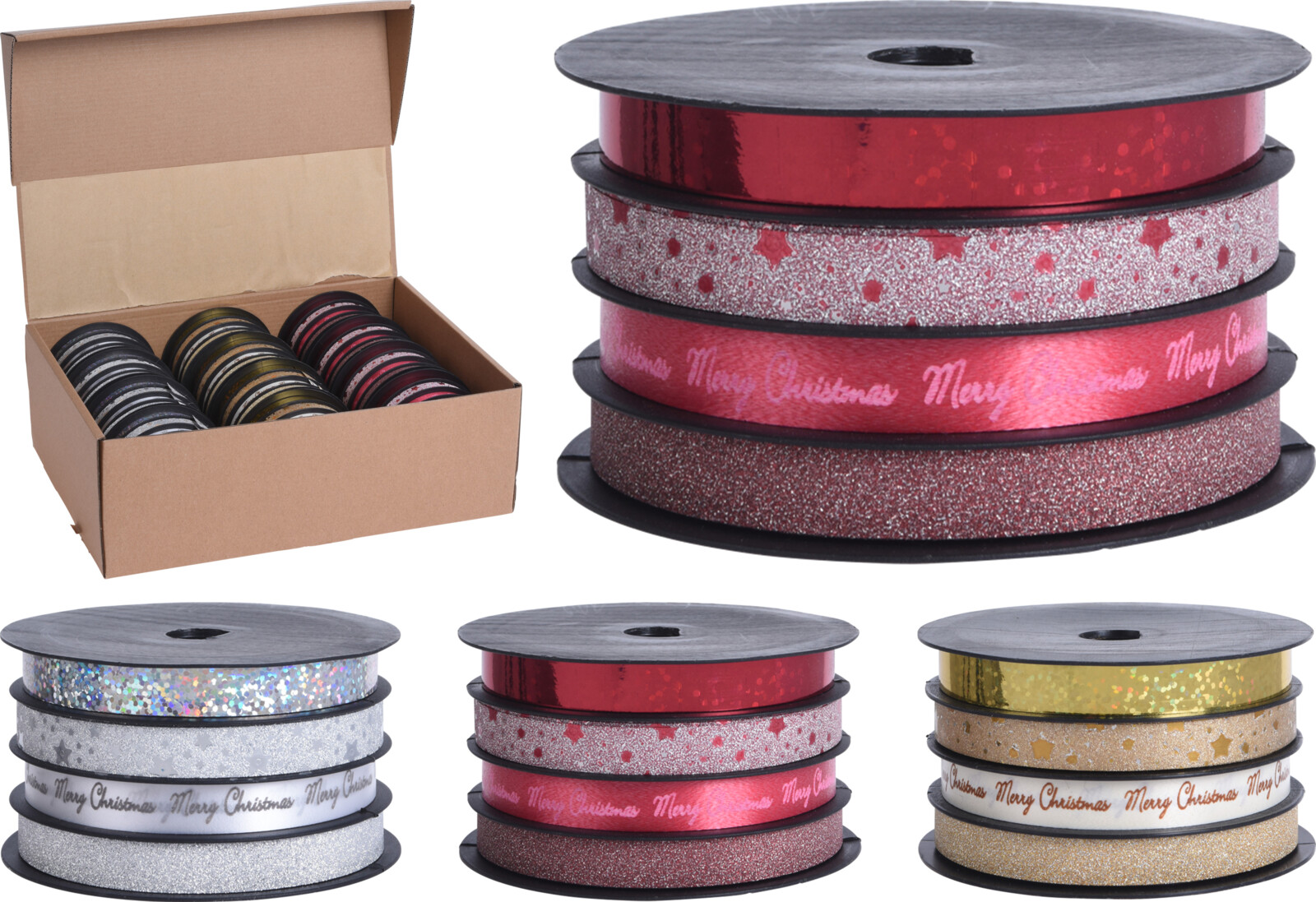 Geschenkband 1CM X 4M 4 TEILIG 3SO