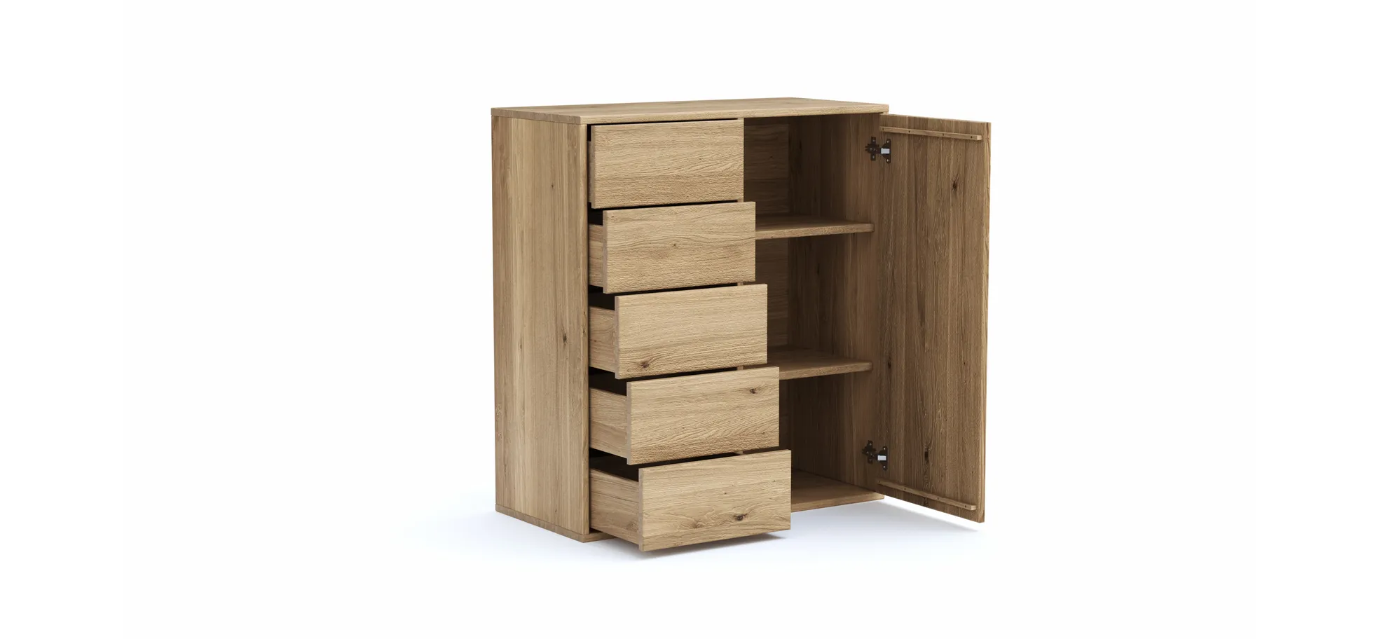 Kommode Williston - Wildeiche bianco, Front sandgestrahlt