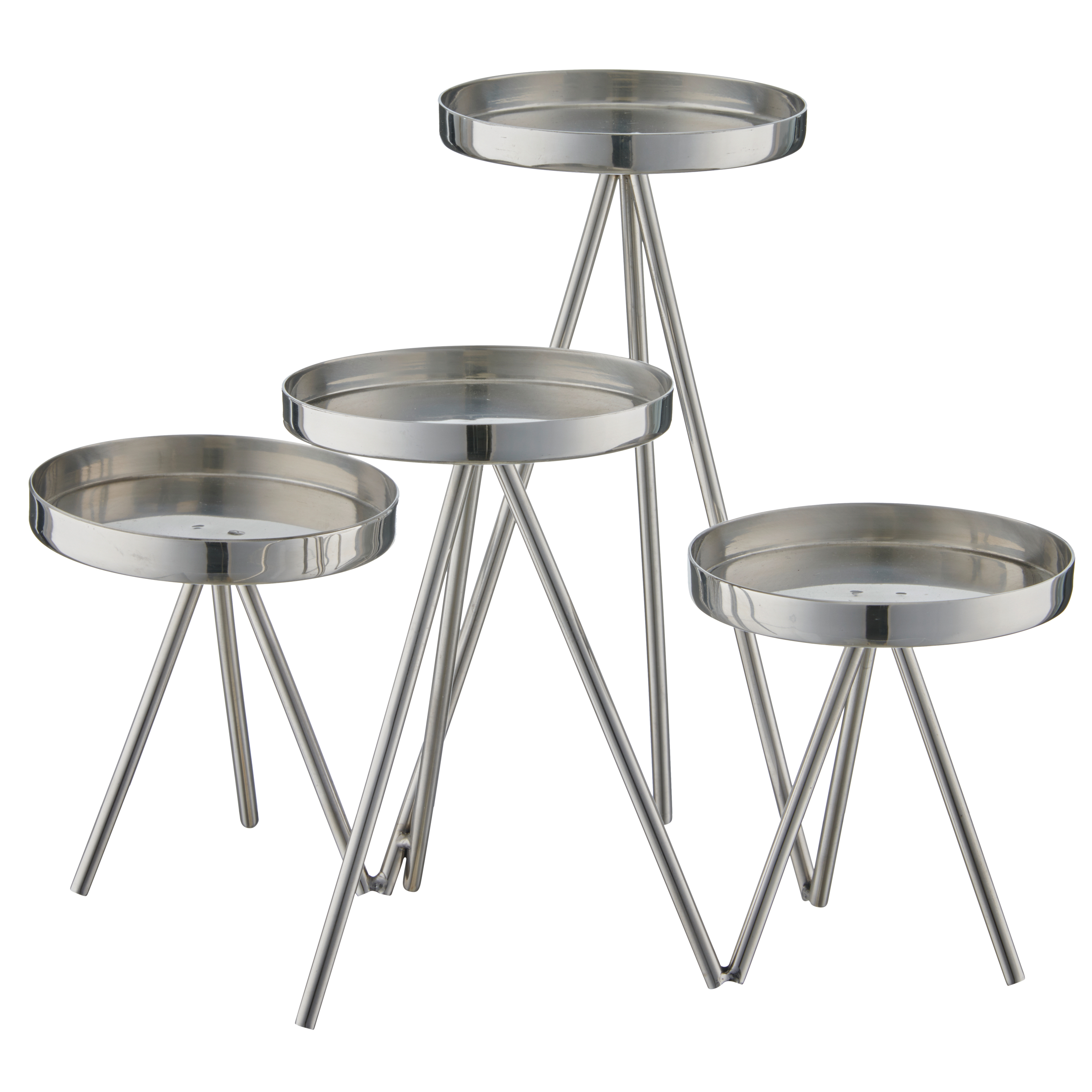 Edelstahl Teelichthalter 4-er Set - silber, ca. 21x26x20cm