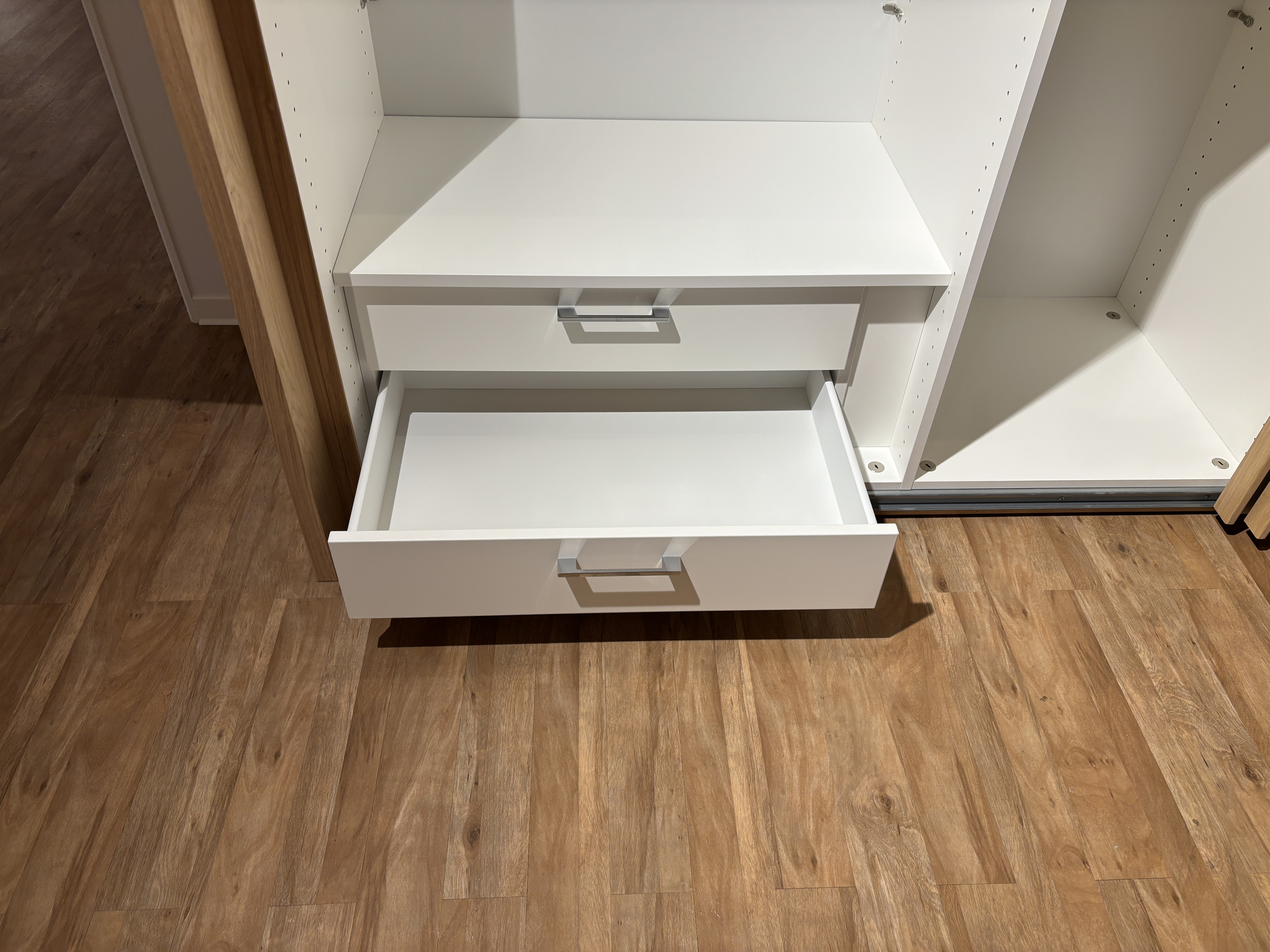 Schwebetürenschrank, Balkeneiche, 301 cm breit - SW Multiline