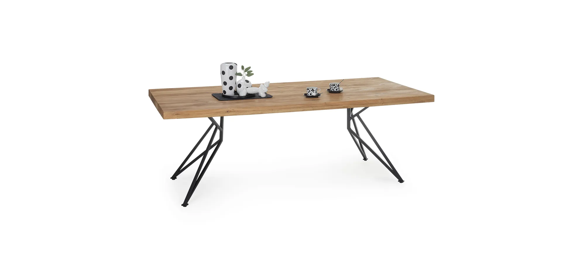 Esstisch - LB ca. 220x100 cm, Wildeiche massiv geölt, Schwarz