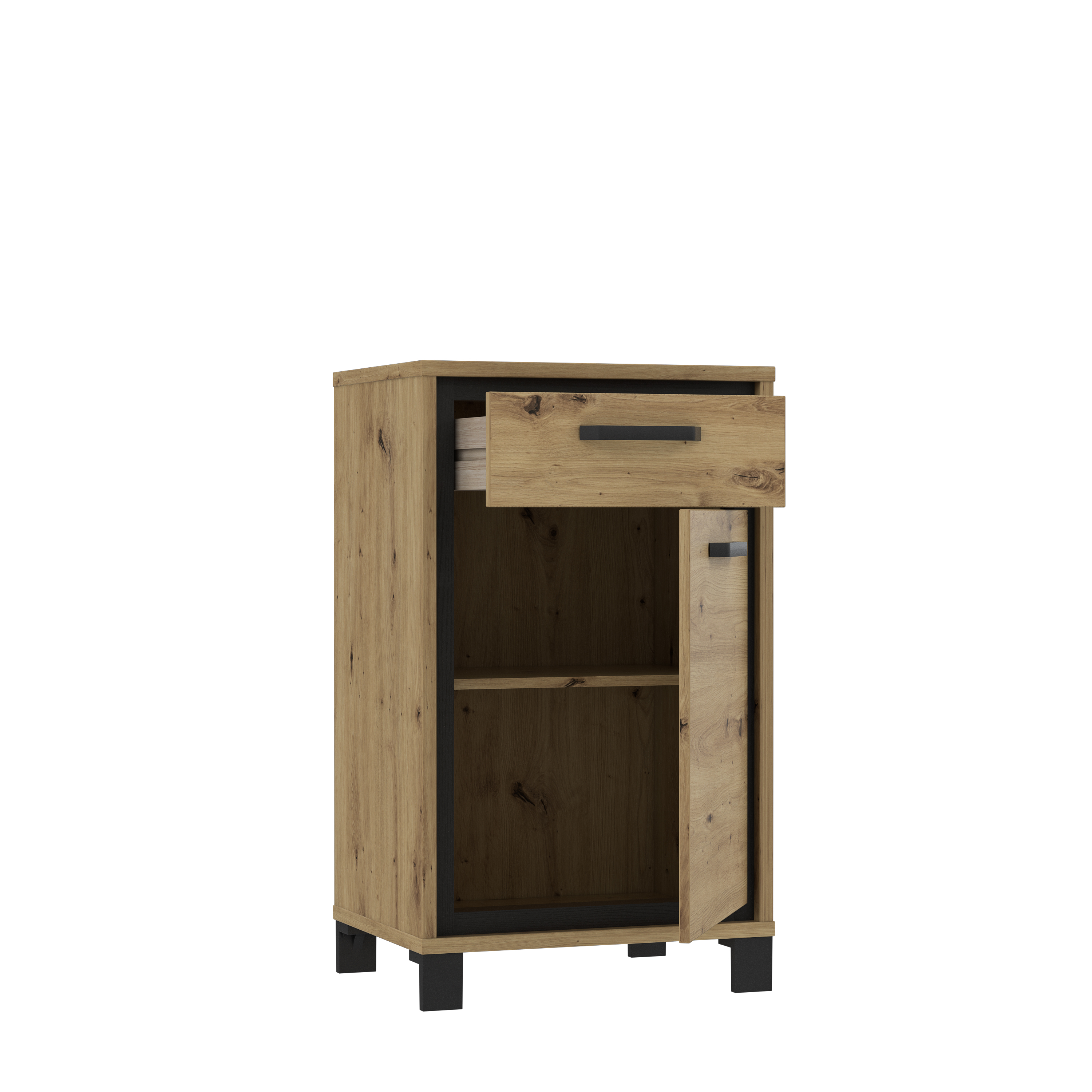 Schuhschrank, Artisan Eiche, schwarz - MyTogo557