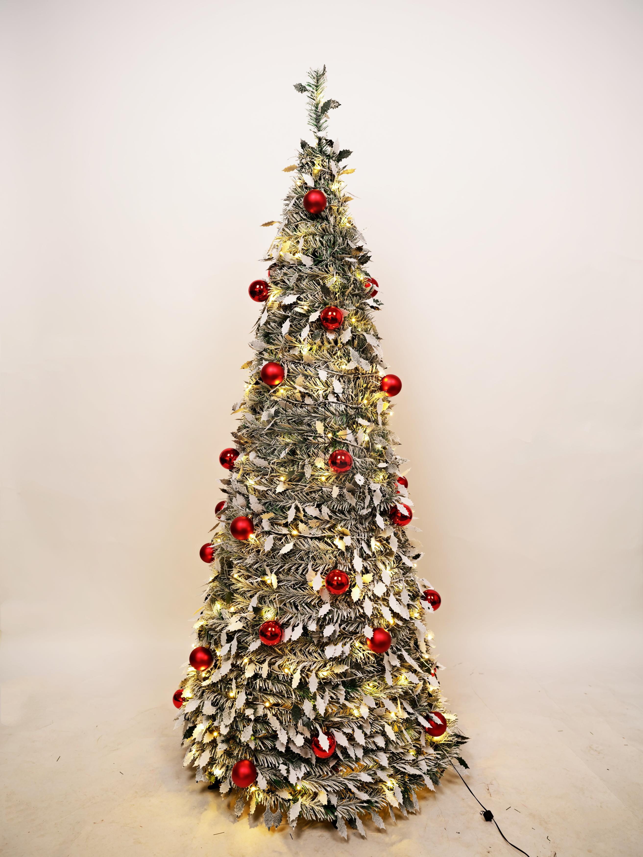LED Pop-Up Weihnachtsbaum, ca. 180cm, 180 LED - gold/rot