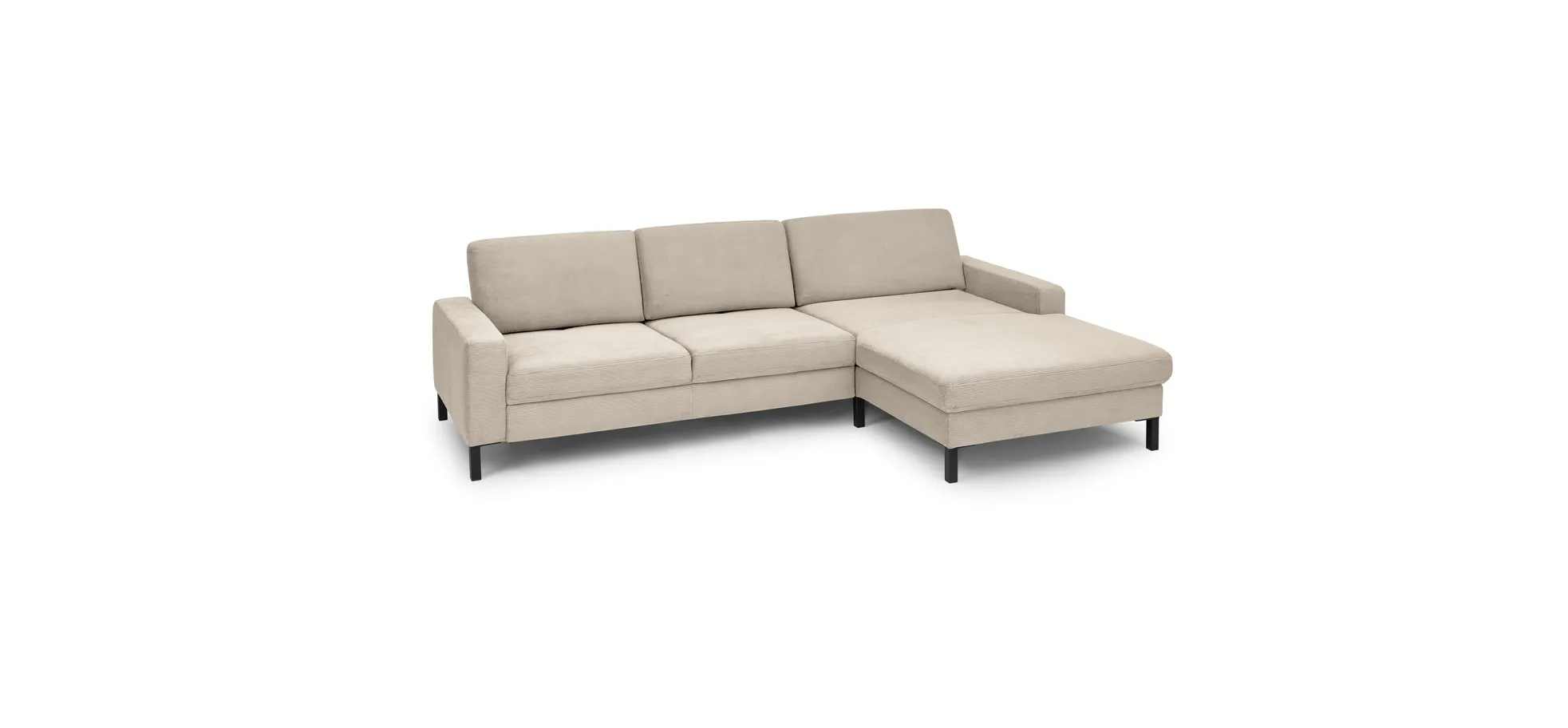  Ecksofa CALM MOVE 2.0 - 2,5-Sitzer mit Longchair rechts, Feincord, Sand