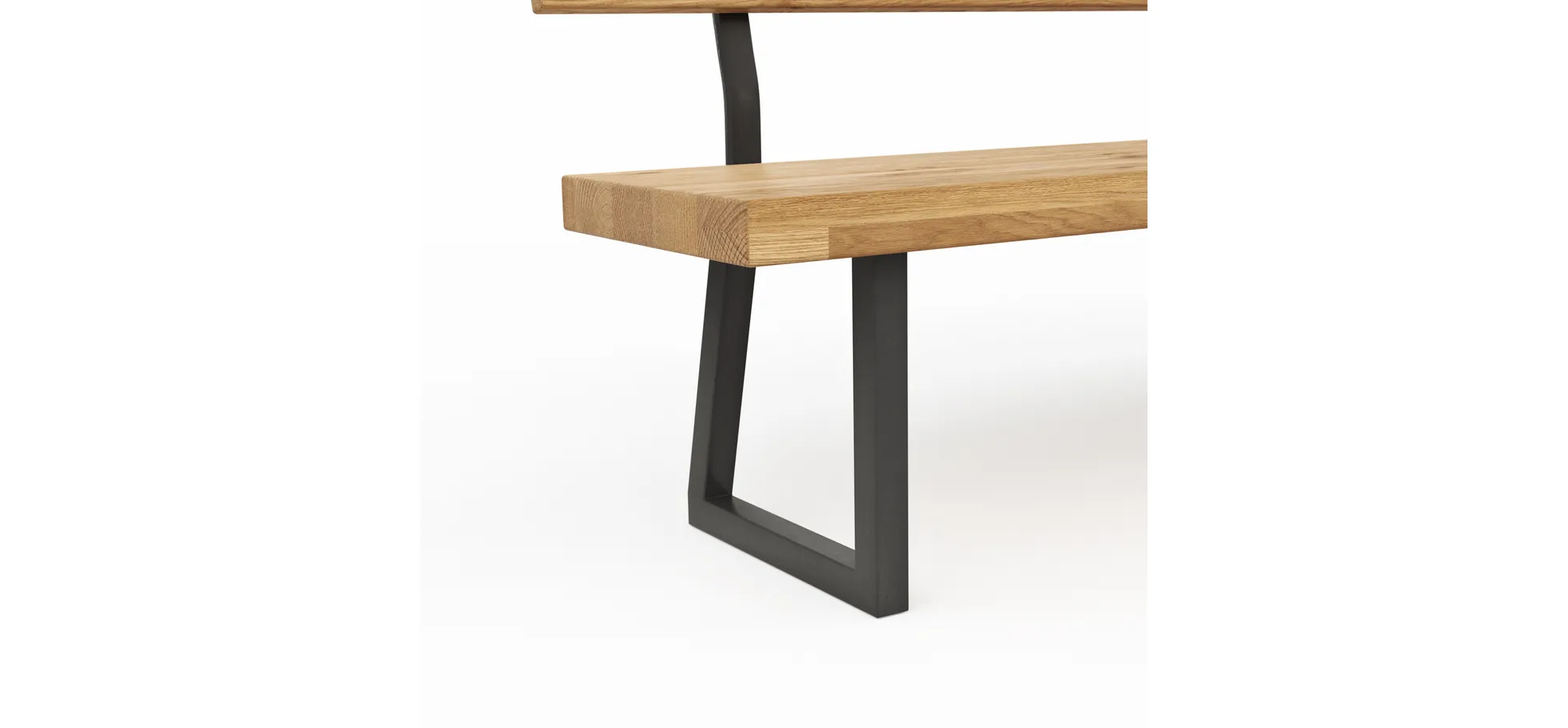 Holzbank Clifton - mit Rückenlehne, Breite ca. 220cm, Wildeiche massiv, natur