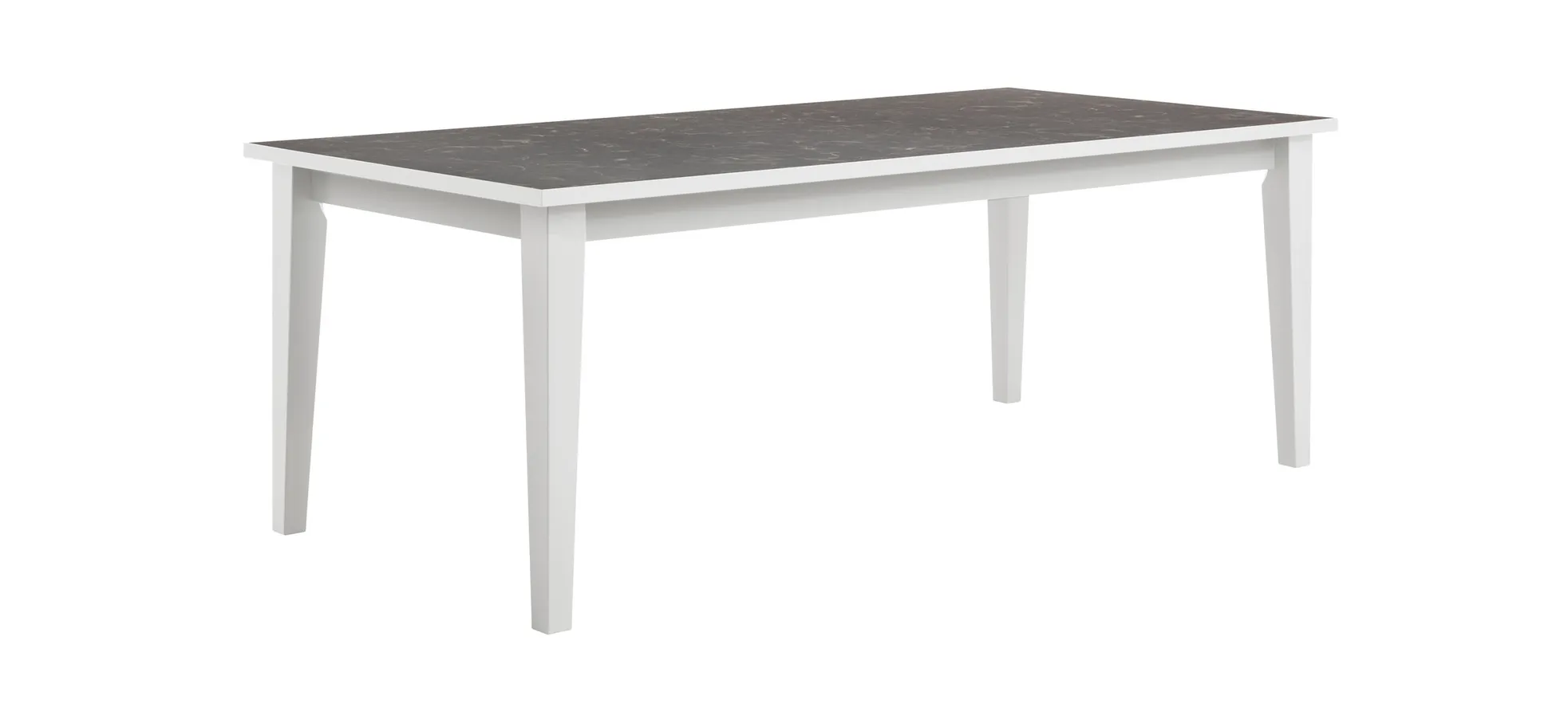 Esstisch Stafford - LB ca. 210x100 cm, Lack Kreide, HPL schwarzgrau marmoriert