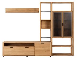 Wohnwand, Eiche massiv, legno geölt - Elara