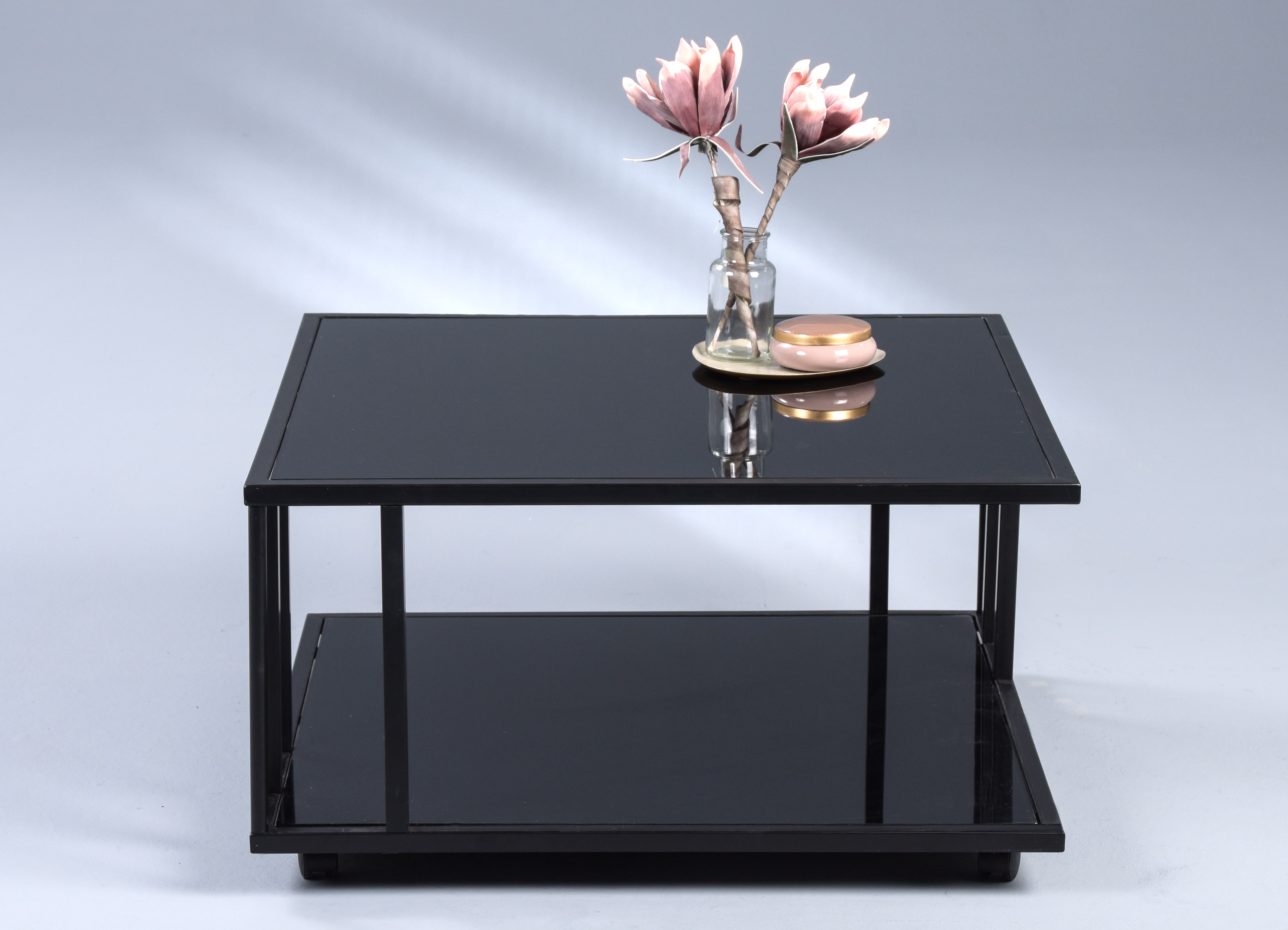 Couchtisch, Glas schwarz lackiert, 75x75cm - Mailin