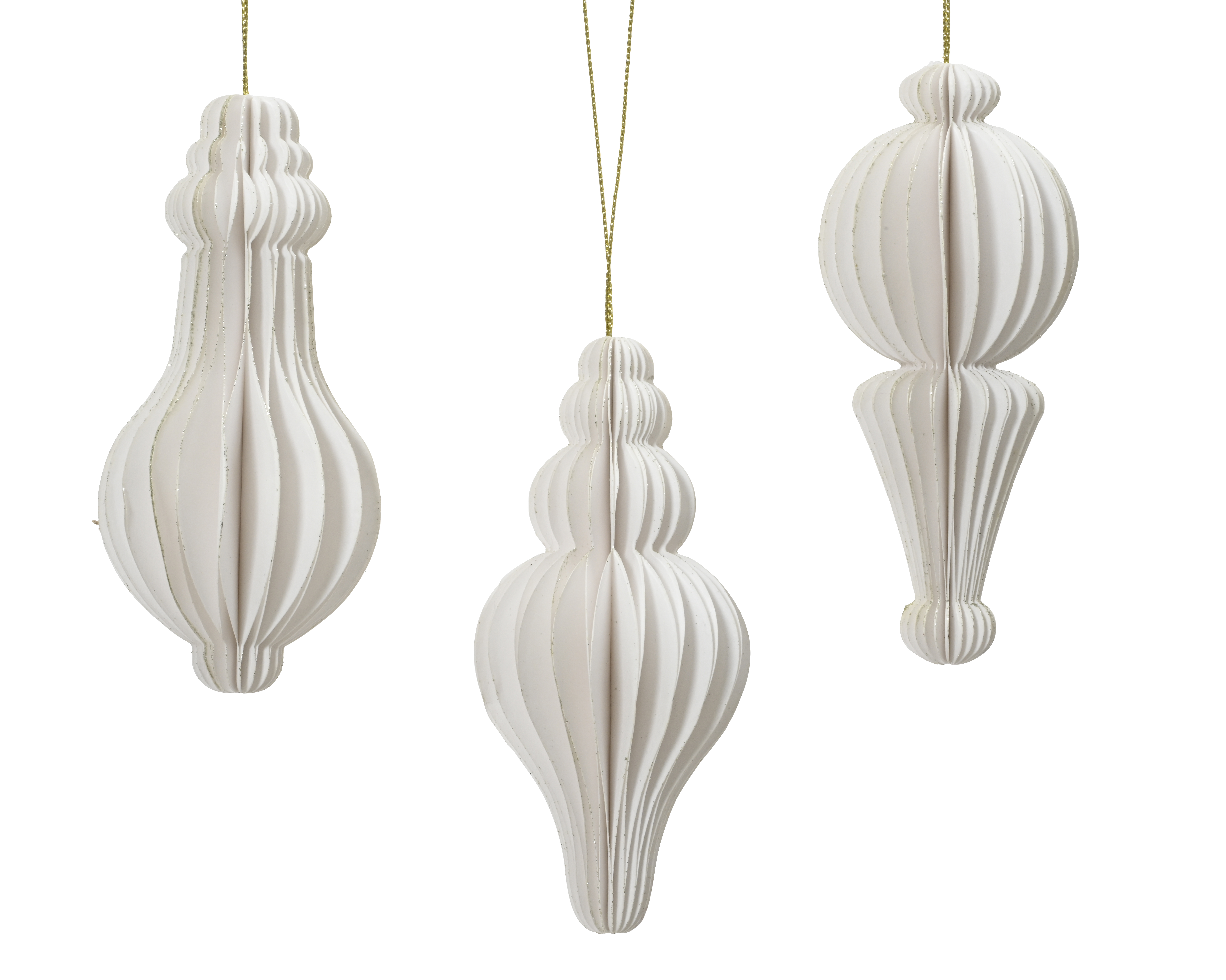 Hänger Ornament - weiss, Papier, Ø5.5-H12cm