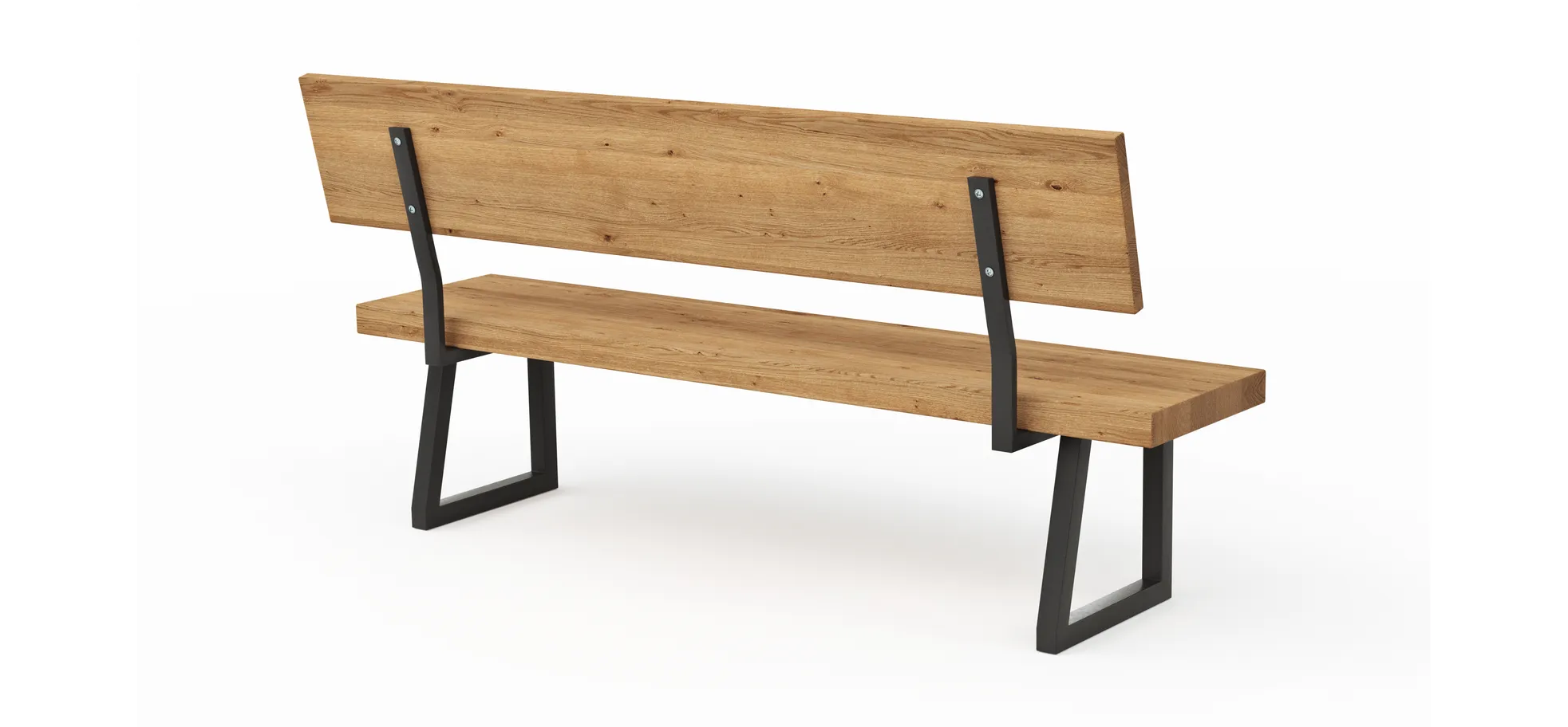 Holzbank Clifton - mit Rückenlehne, Breite ca. 180cm, Zerreiche massiv, natur