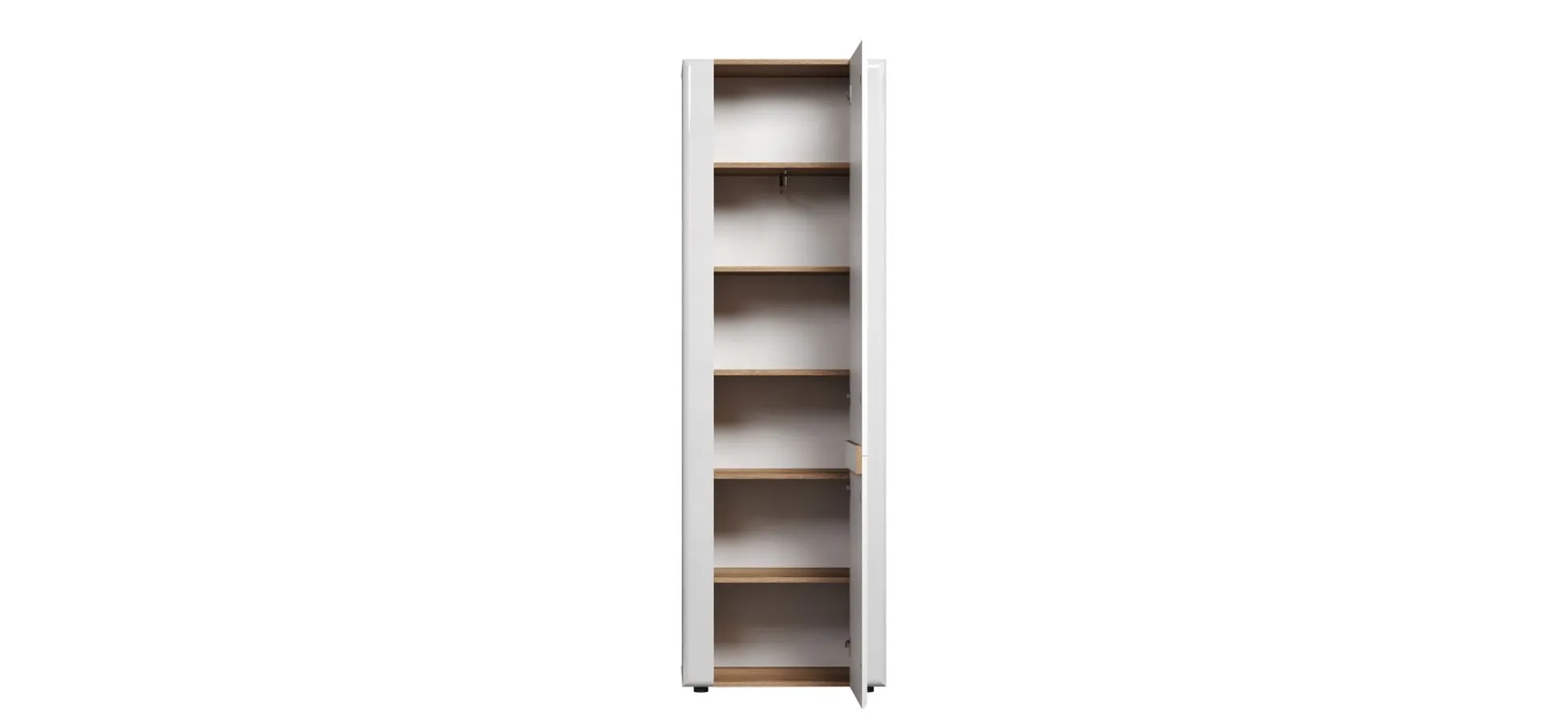 Garderobenschrank - B ca. 65 cm, Eiche Evoke Nachbildung, Weiß Hochglanz